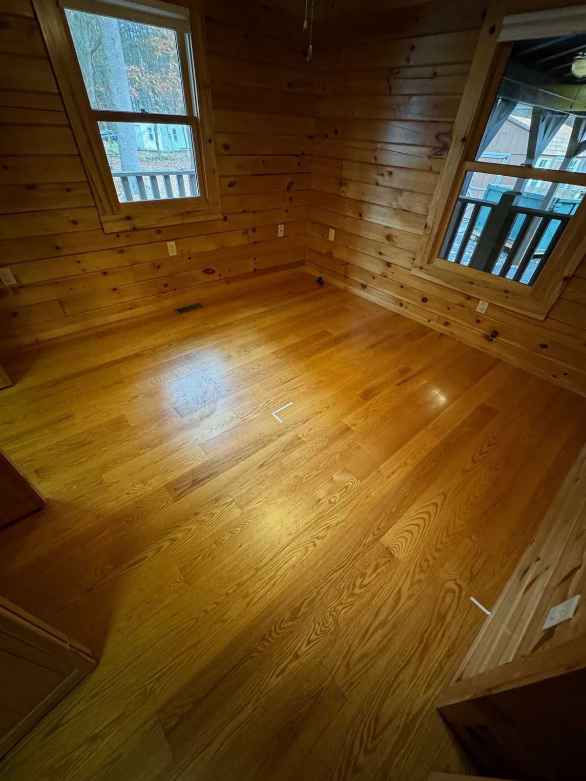 Killingly CT — sanded raw hardwood room before water-popping and staining