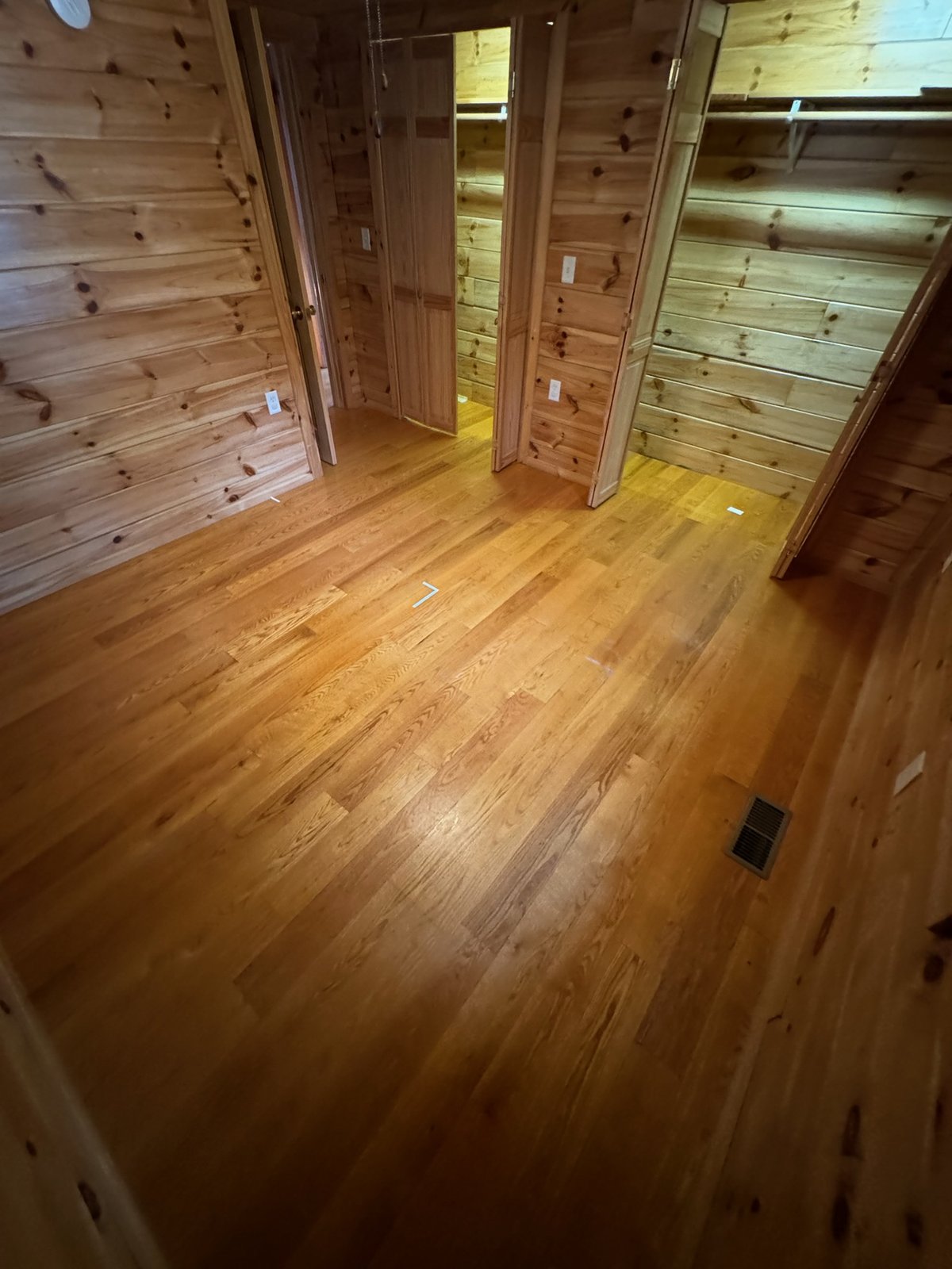 Killingly CT — sanded raw hardwood room, alternate view before water-popping and staining
