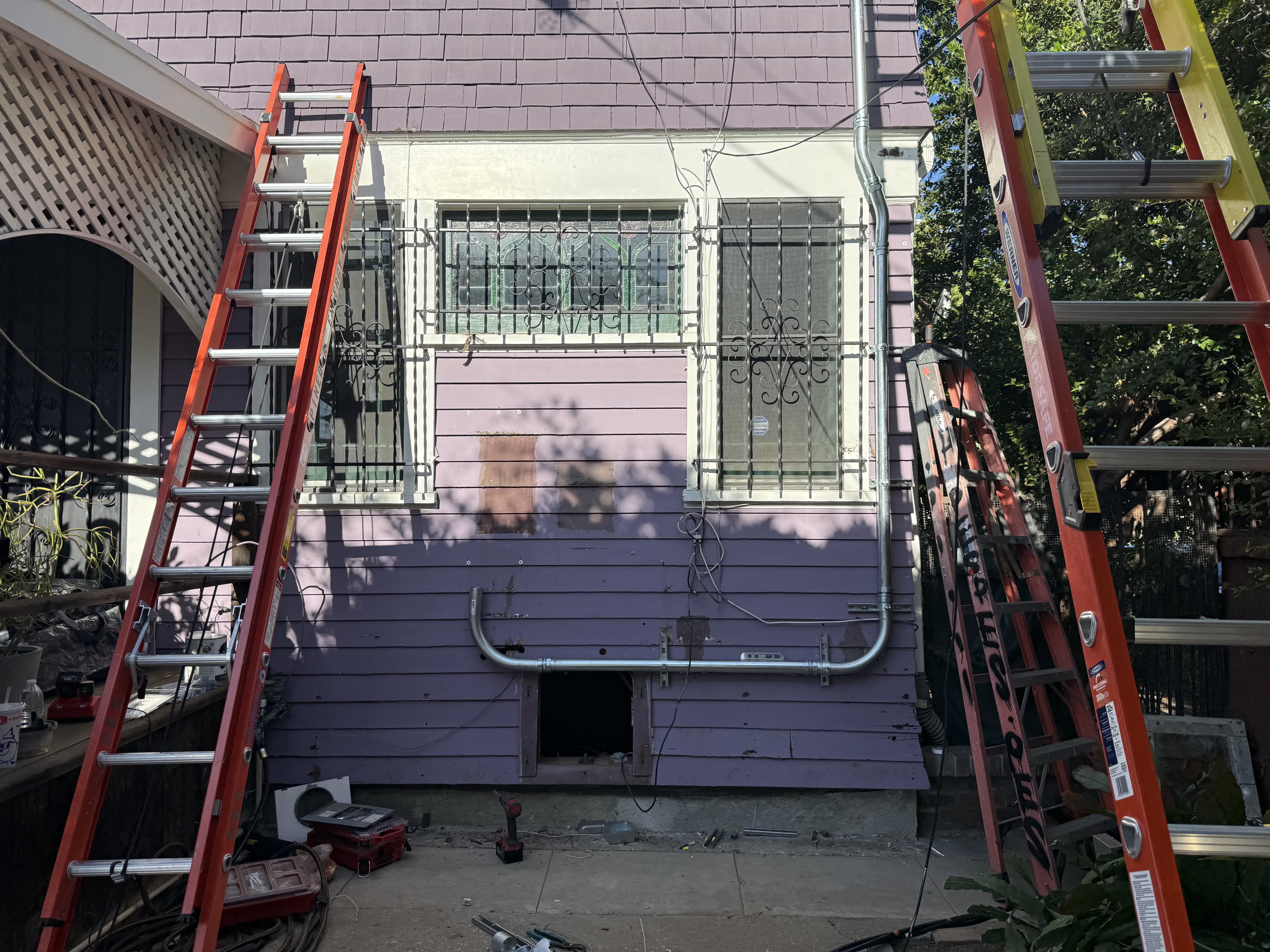 Panel upgrade in progress — conduit and service entrance work