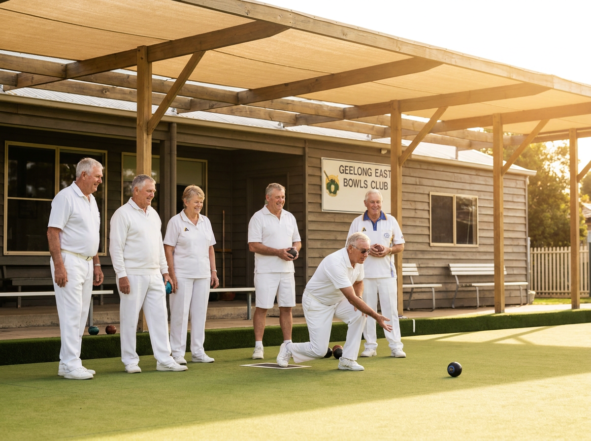Bowlers enjoying a covered green on the Victoria tour