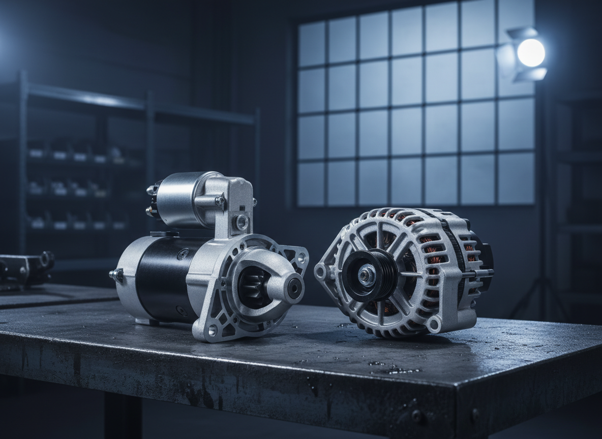 Automotive starter motor and alternator