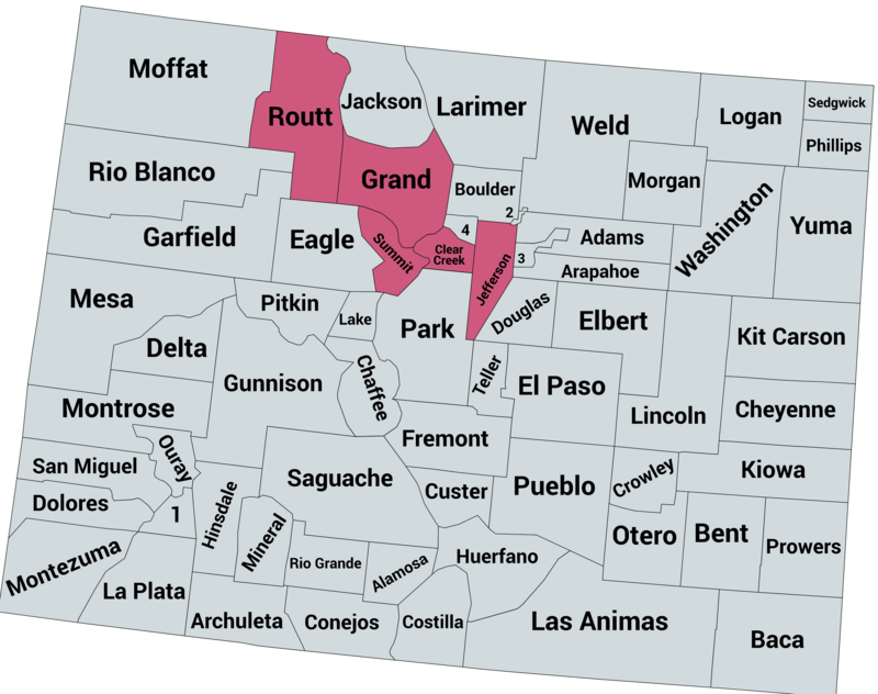 Colorado map with highlighted service counties