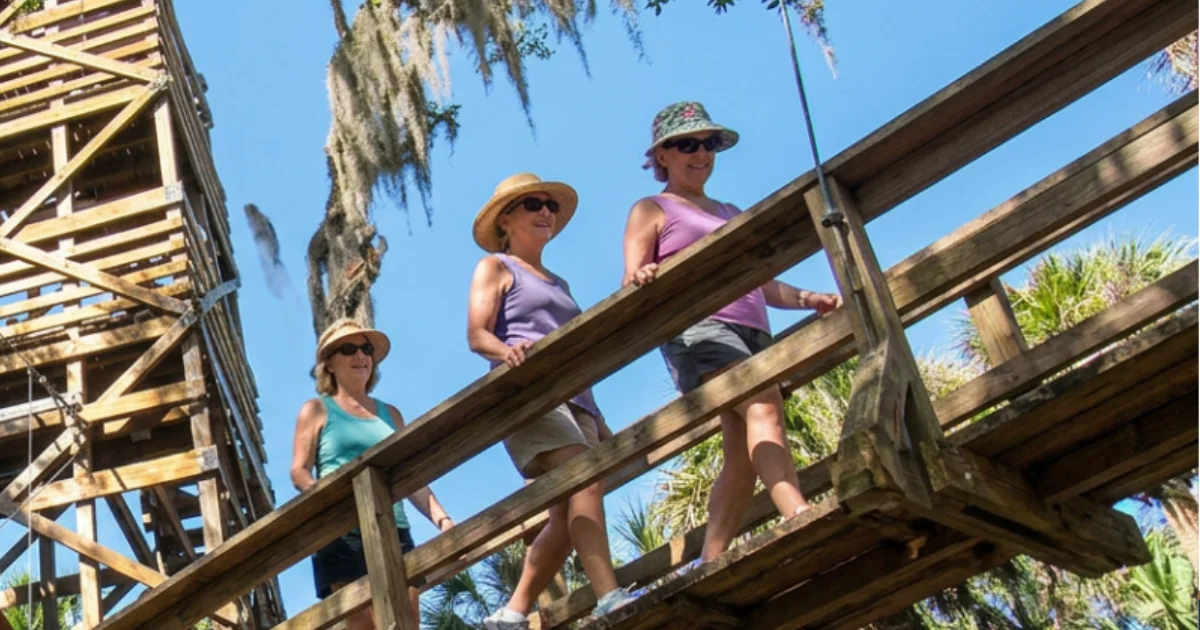 Friends hiking Myakka State Park after acupuncture for Achilles tendonitis at AcuMed Clinic Sarasota