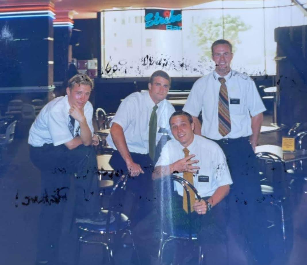 Brian Straley with fellow LDS missionaries in the Dominican Republic, 1999