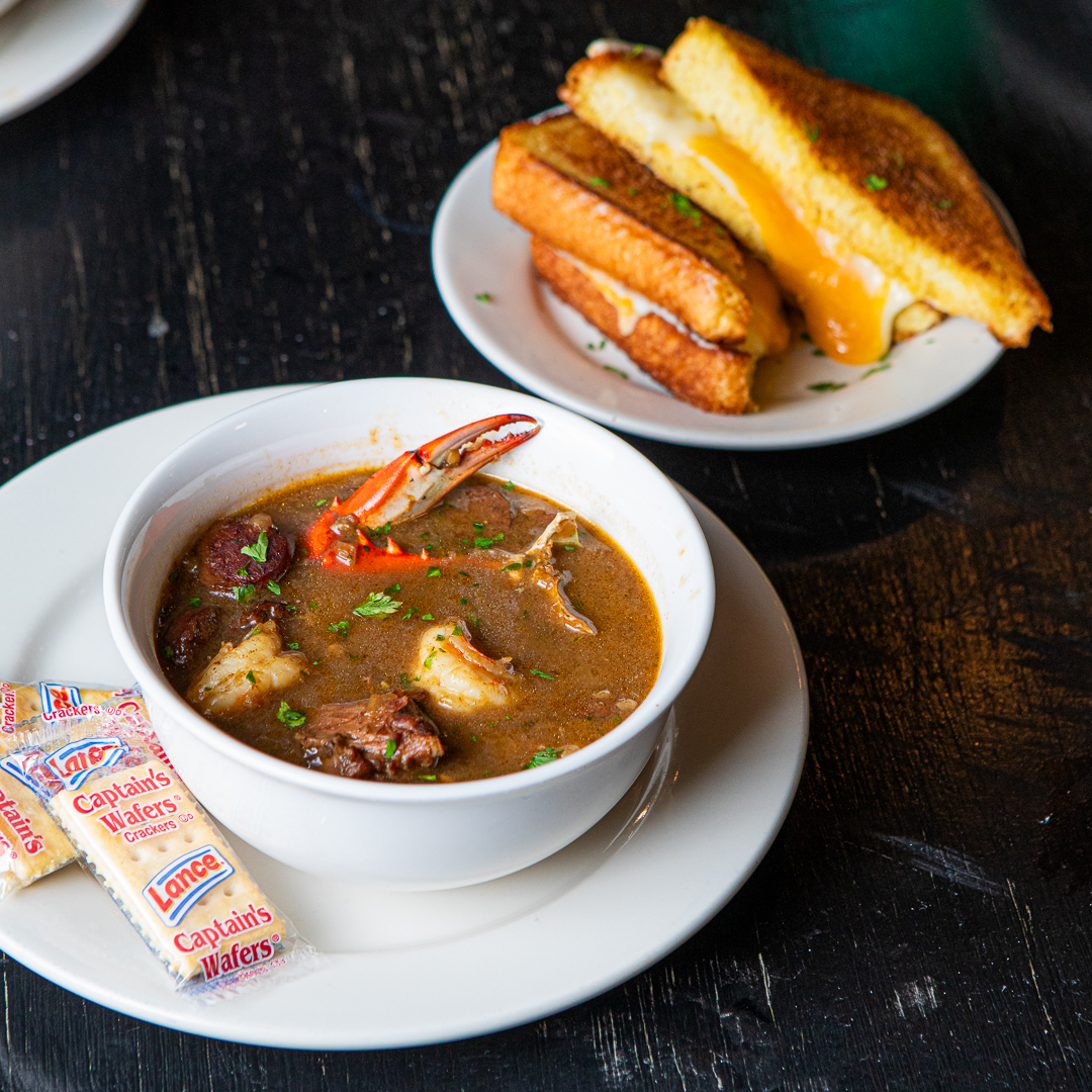 Simply N'awlins gumbo with grilled cheese