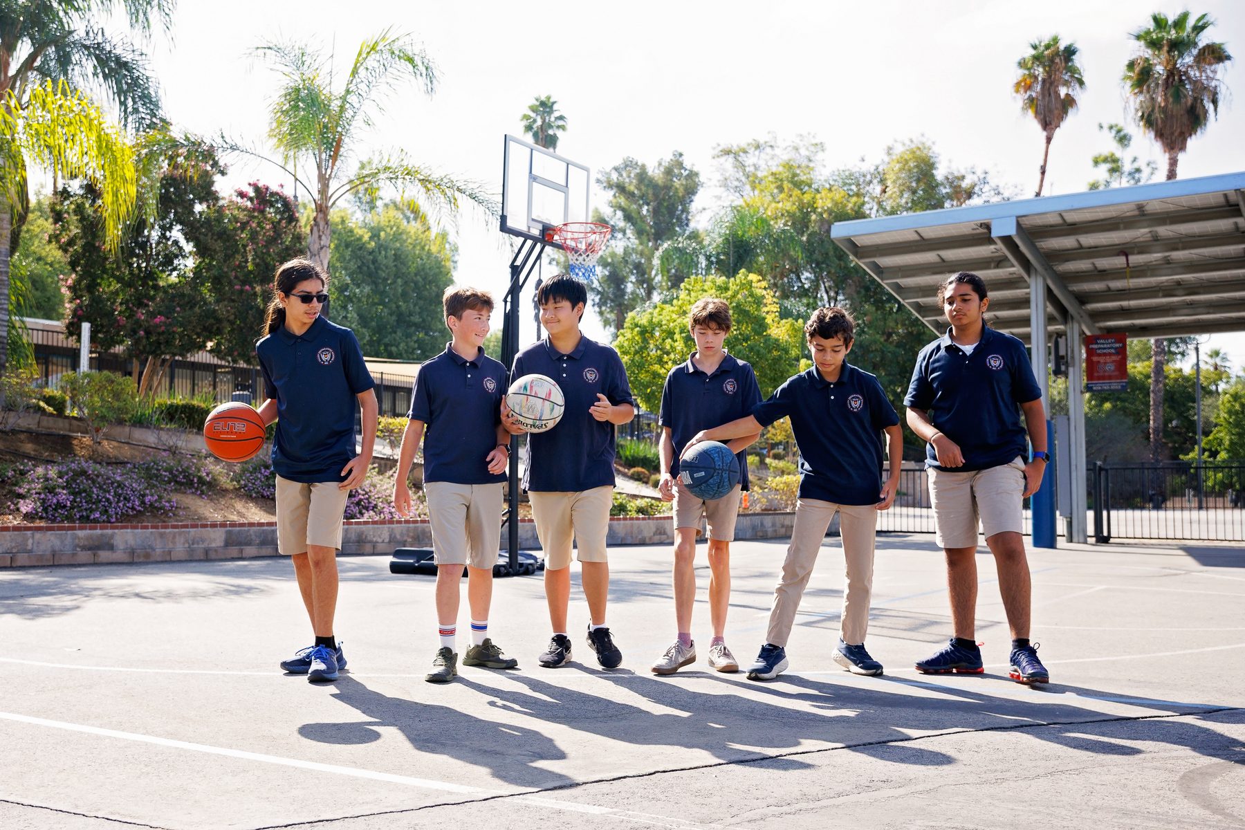 Valley Prep students heading onto the courts after class