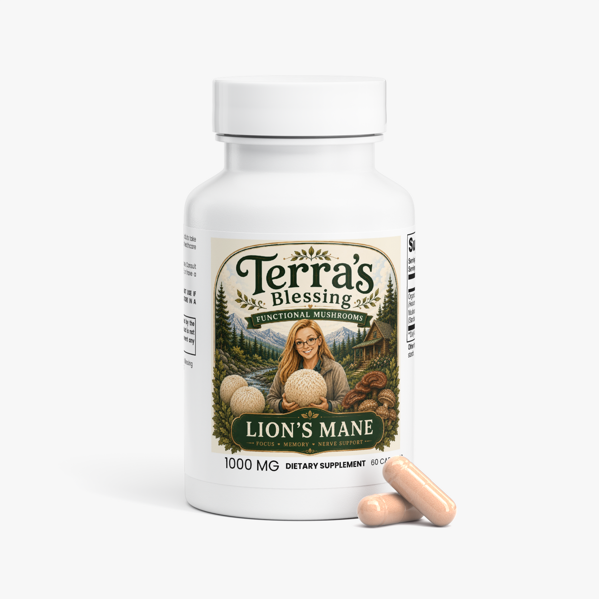 Terra's Blessings Lion's Mane capsule label