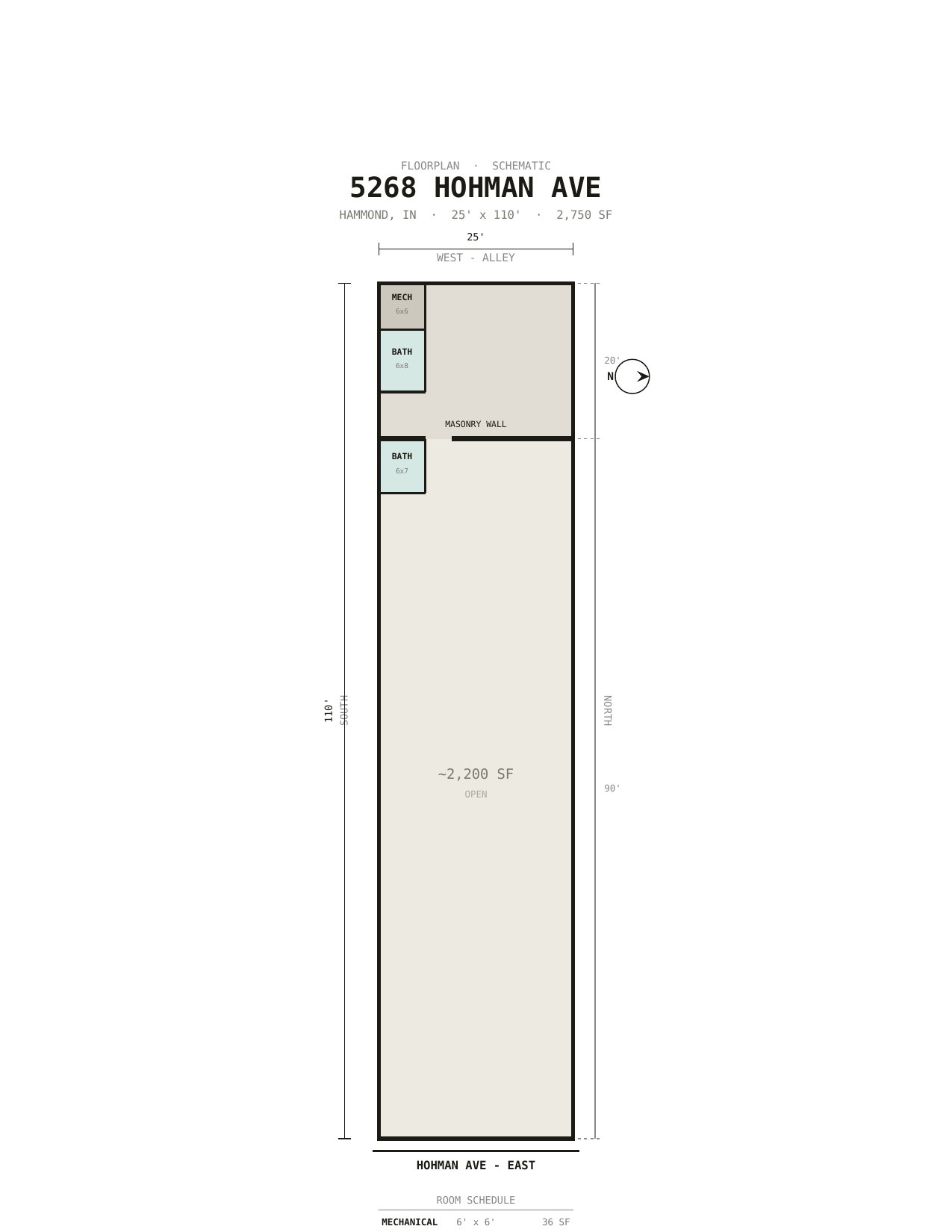 5268 Hohman Avenue floor plan schematic