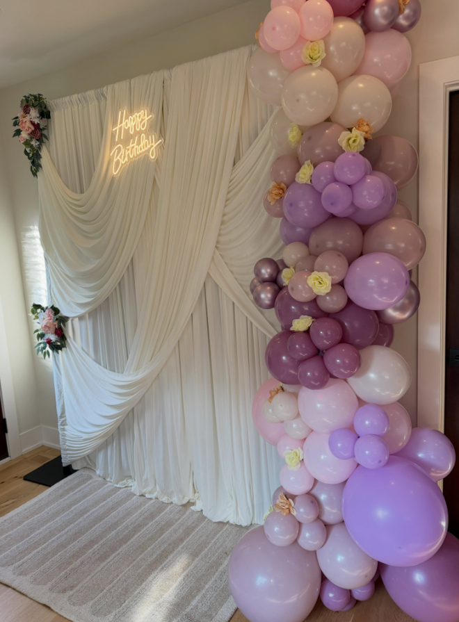 Drapery Backdrop & Balloon Garland