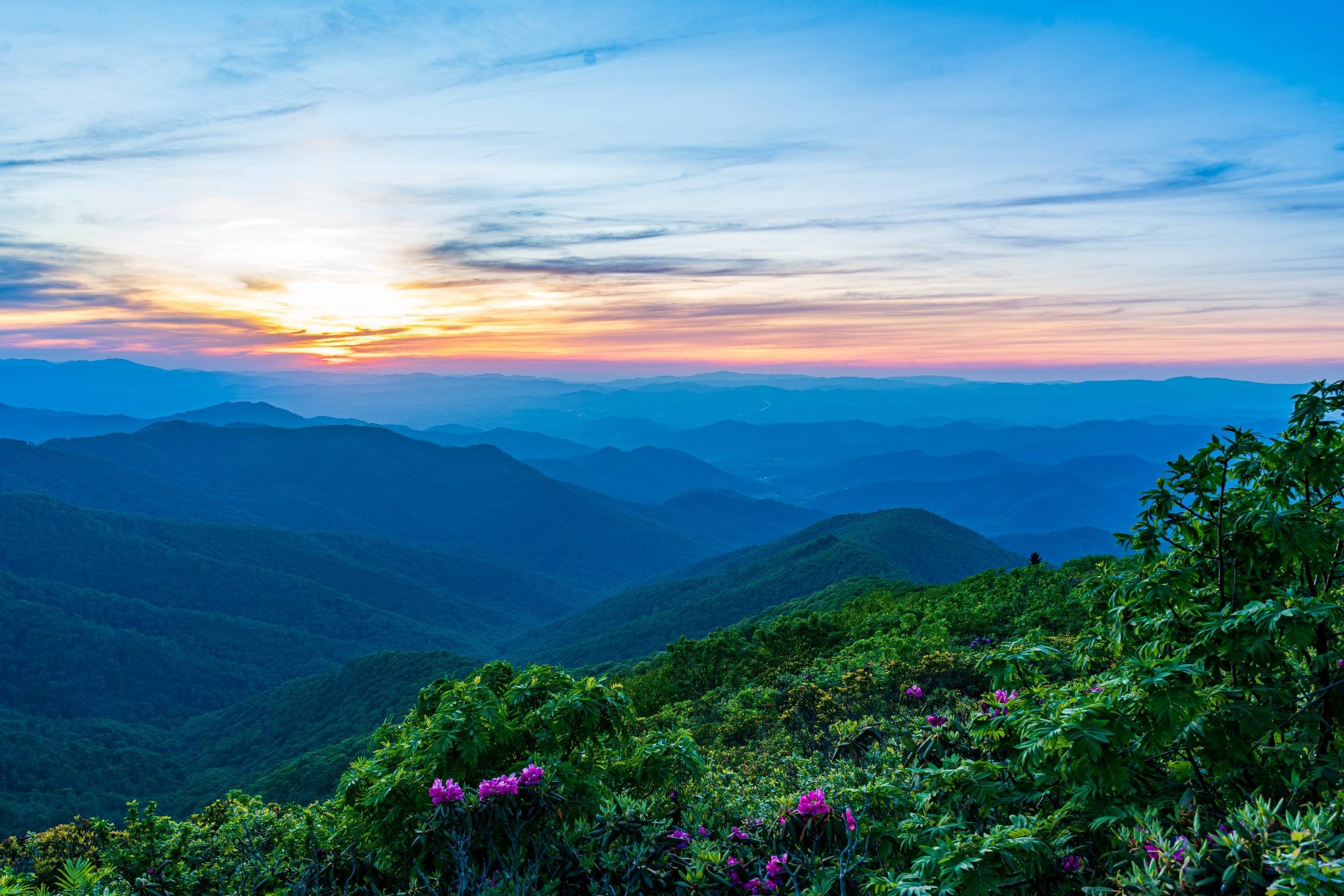 Blue Ridge Mountains sunset near Helen Georgia