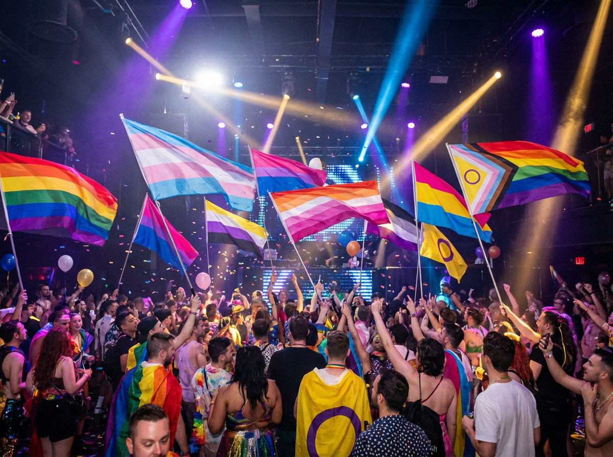Pride flags celebration at Club 200
