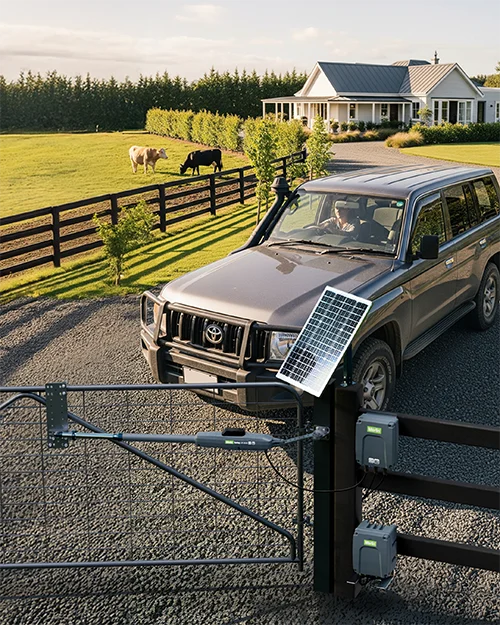 Solar powered rural gate