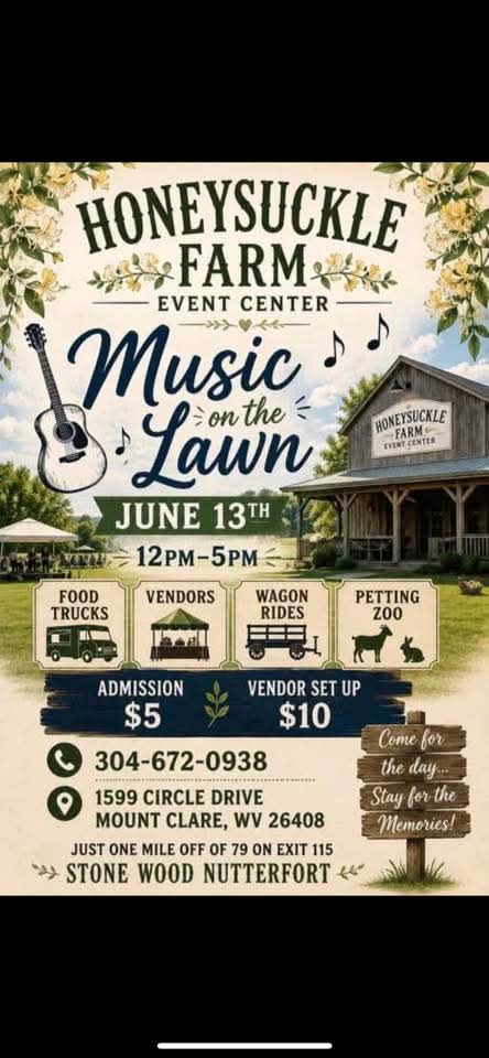 Music on the Lawn â Honeysuckle Farm Event Center event flyer