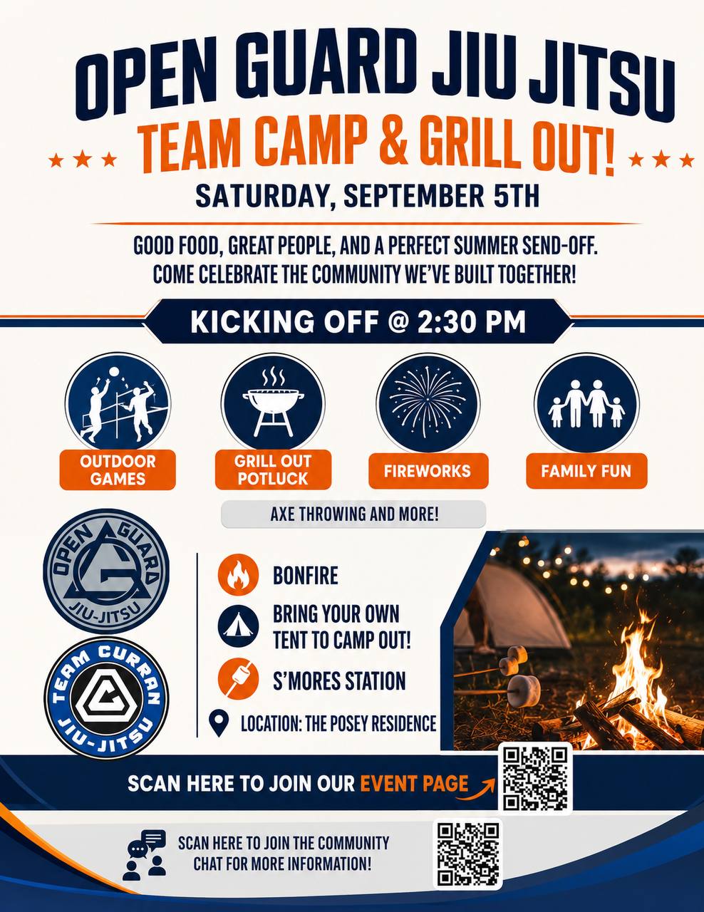 Open Guard Jiu Jitsu Team Camp & Grill Out flyer
