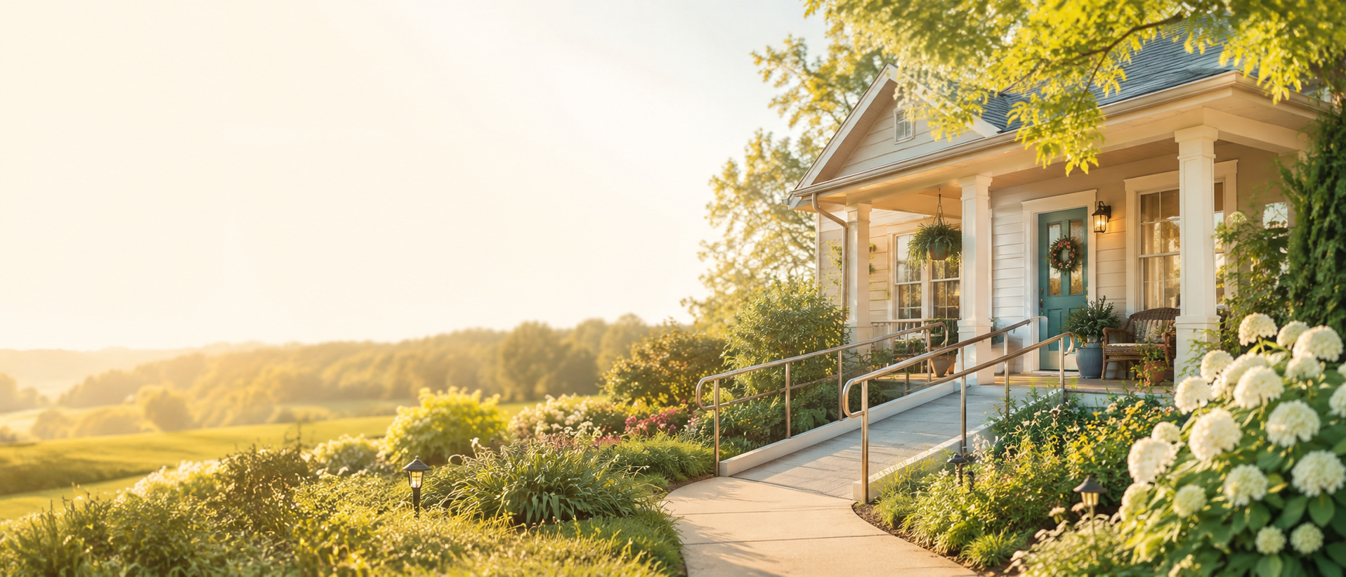 Warm, inviting home with accessible ramp and garden