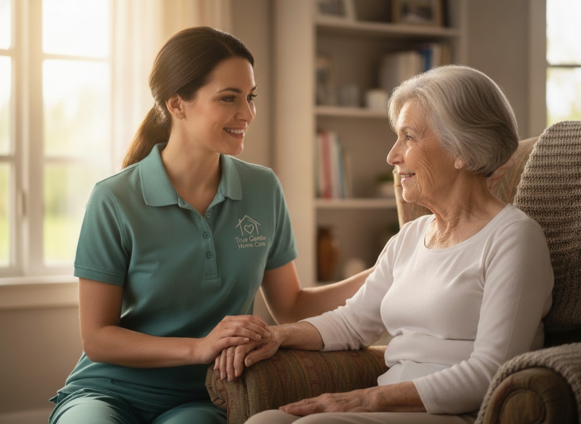 True Gentle Home Care caregiver in branded uniform