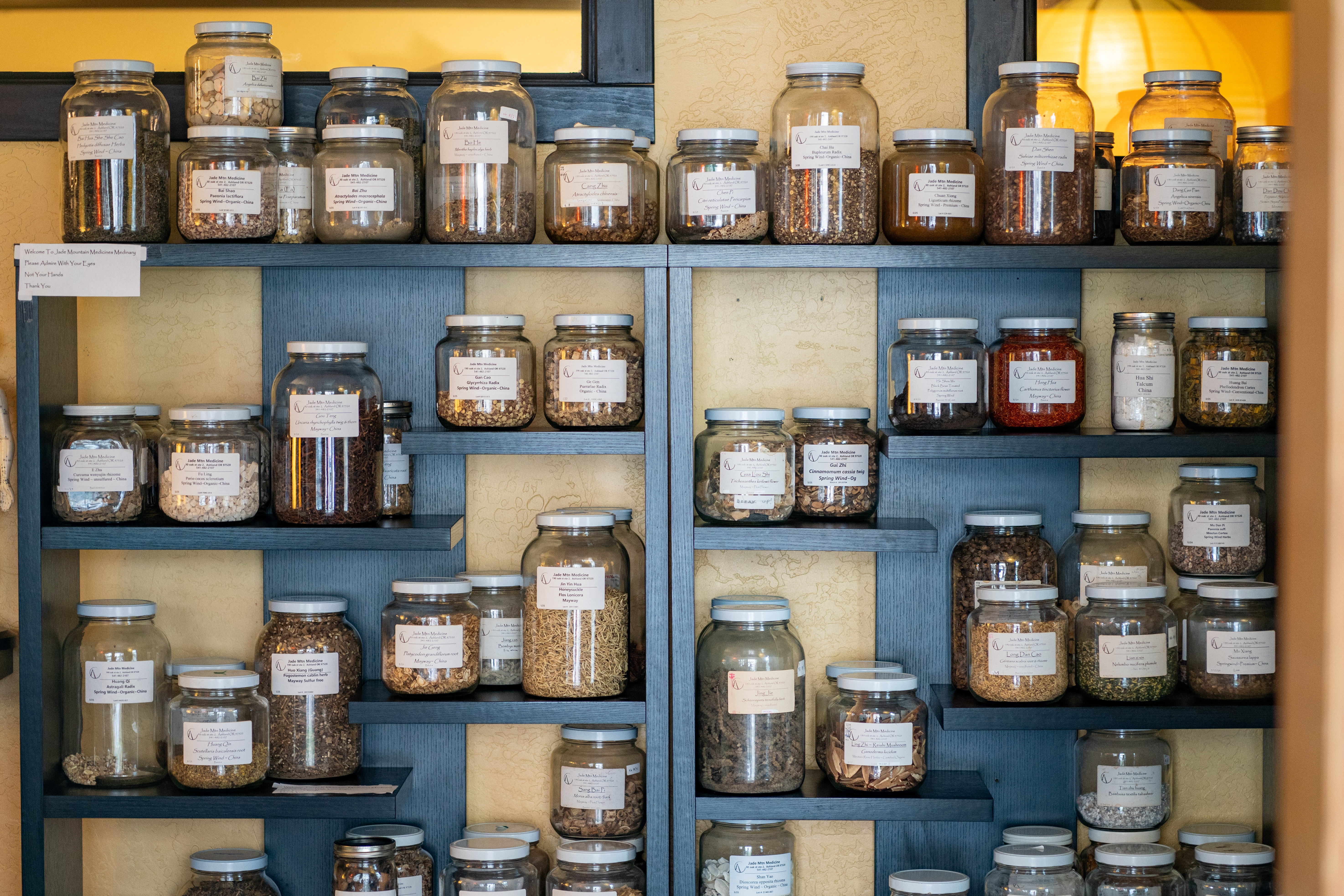 Herbal apothecary jars and shelves