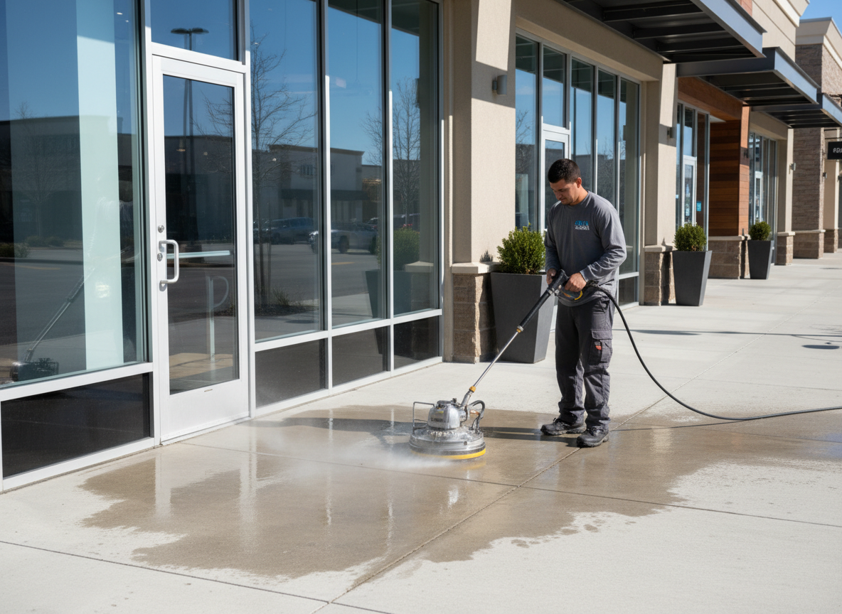 Commercial pressure washing storefront in Rock Hill SC by Washing Limitless