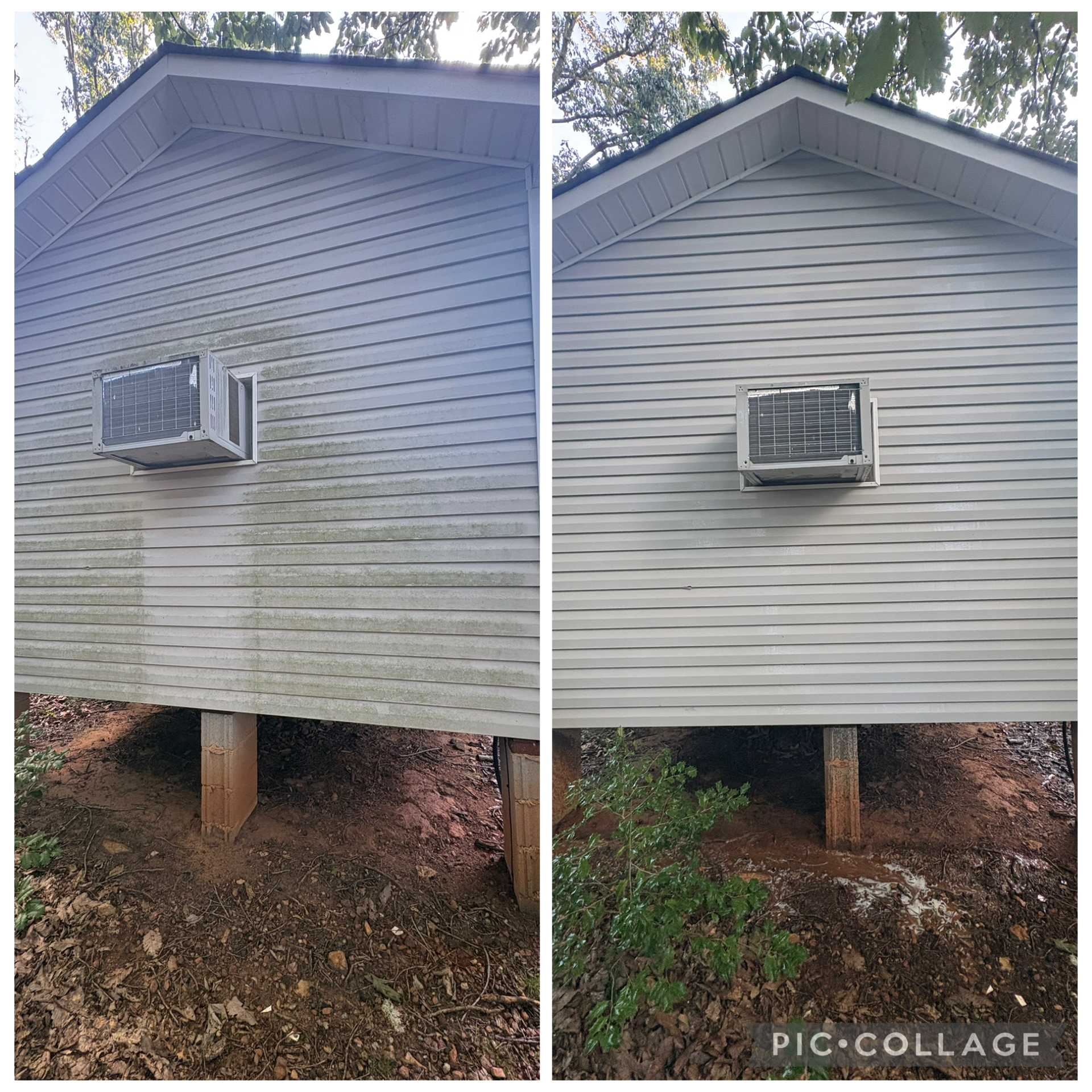 Full exterior soft wash before and after removing algae from vinyl siding by Washing Limitless Rock Hill SC