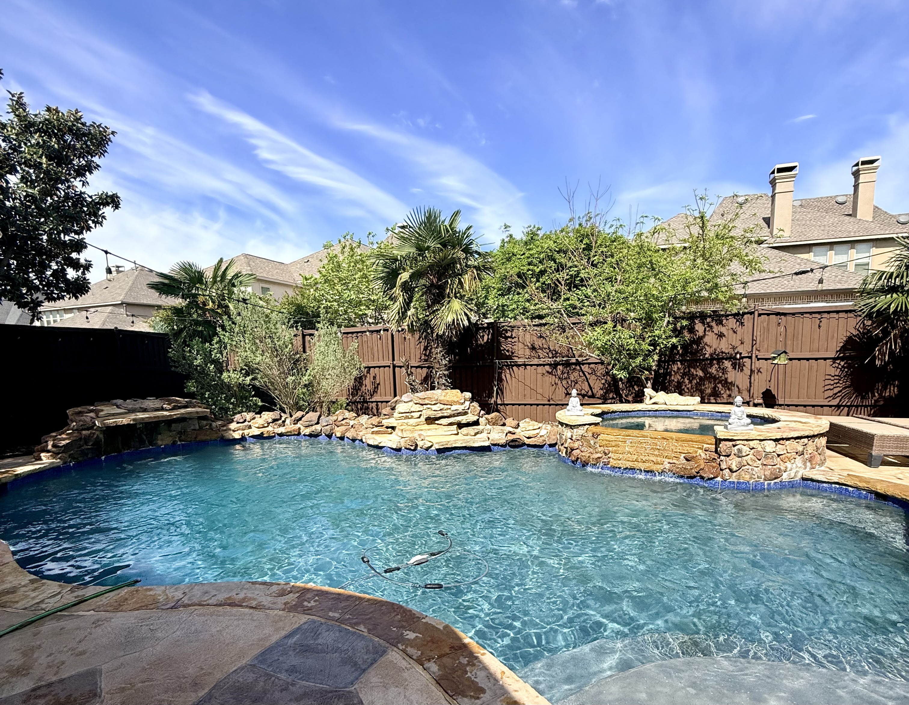 Freeform pool with rock waterfall — Allen TX