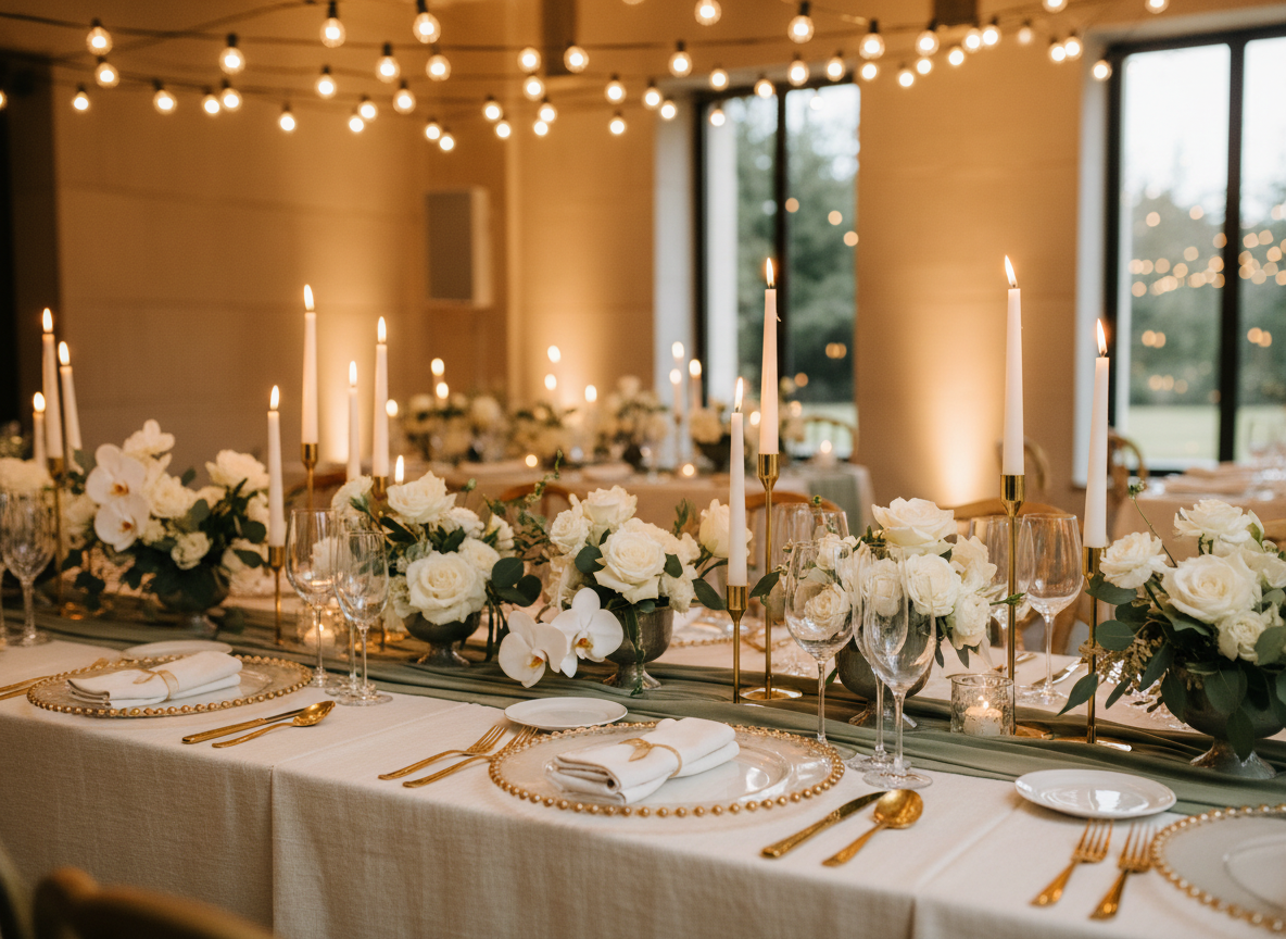 Luxury party celebration setup with floral decor