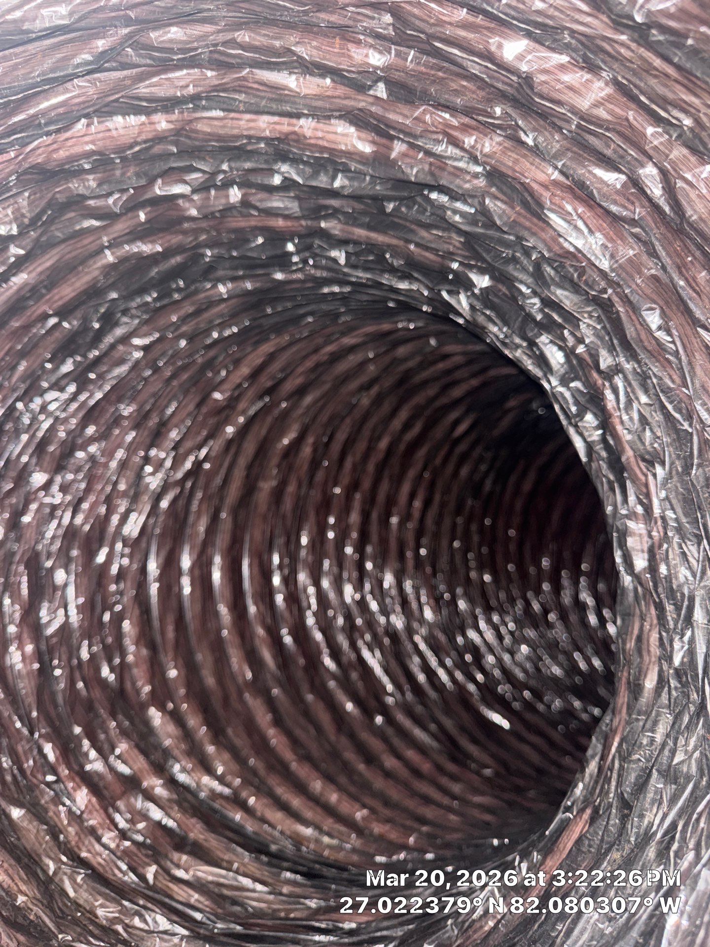 Professional residential duct cleaning equipment and dirty ductwork in North Port FL