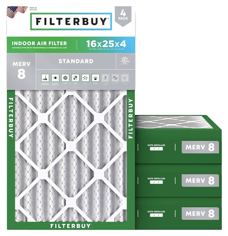 AC Air Filter — 16x25x4 (MERV 8)