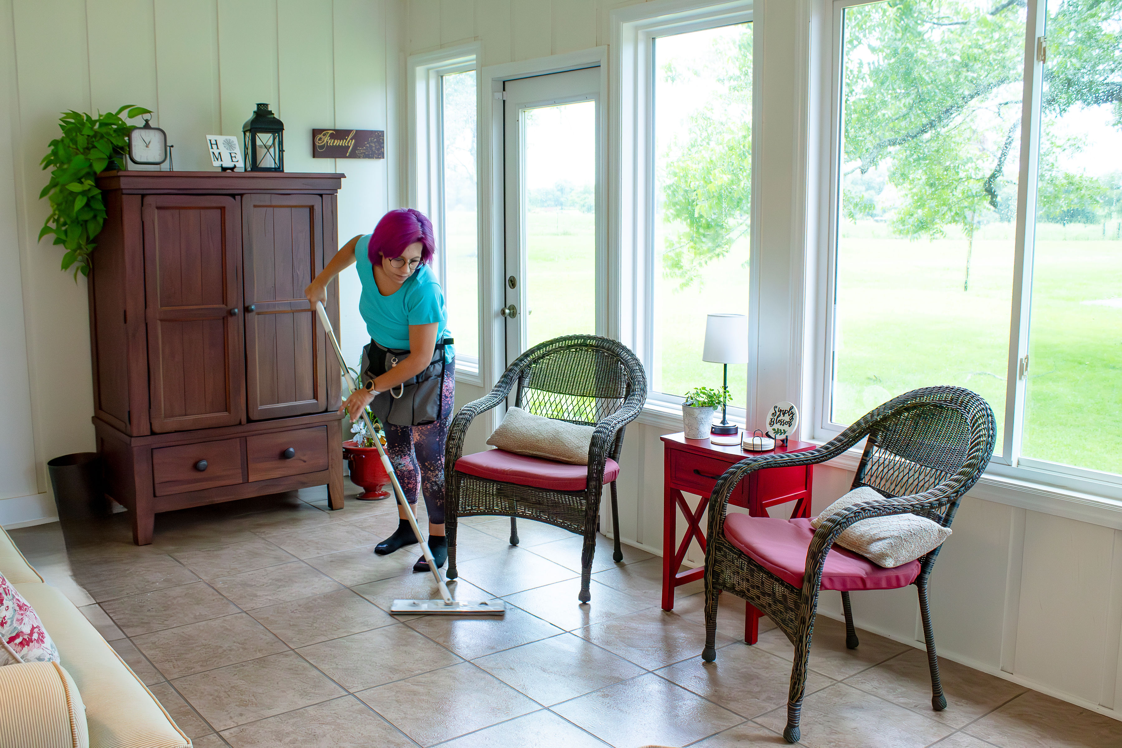 Sunroom floor cleaning