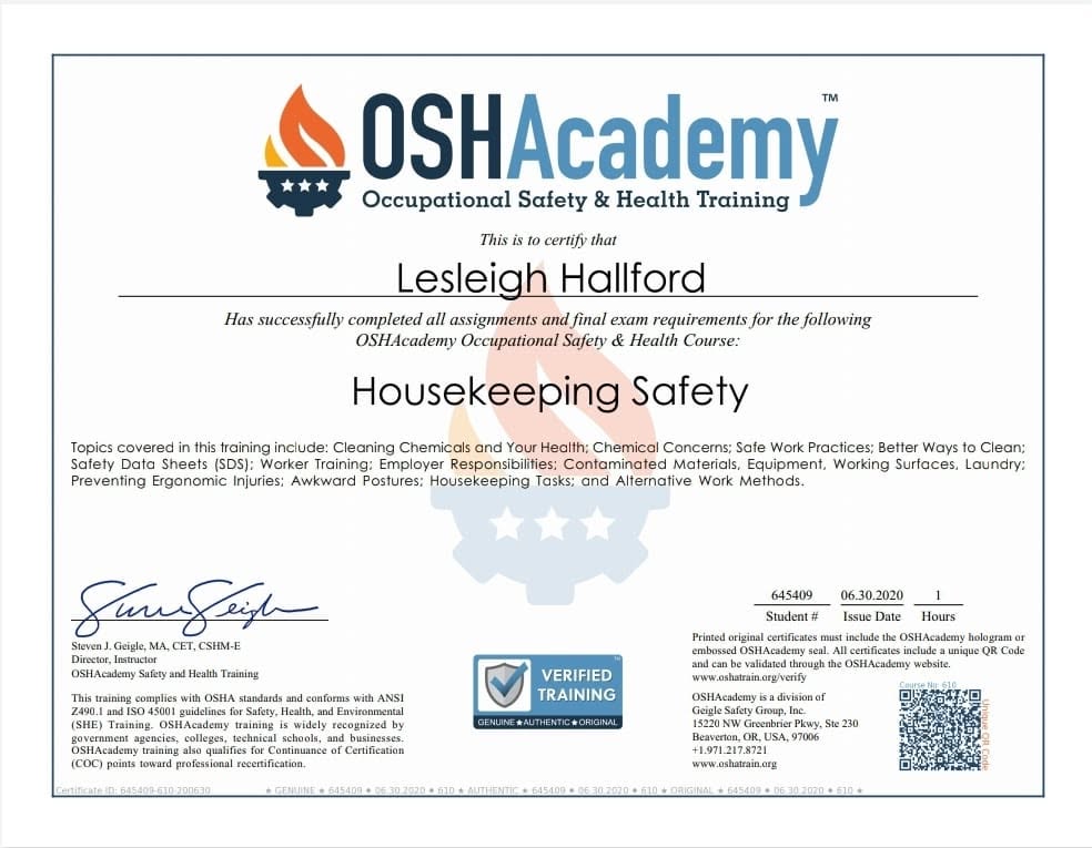 OSHAcademy Housekeeping Safety