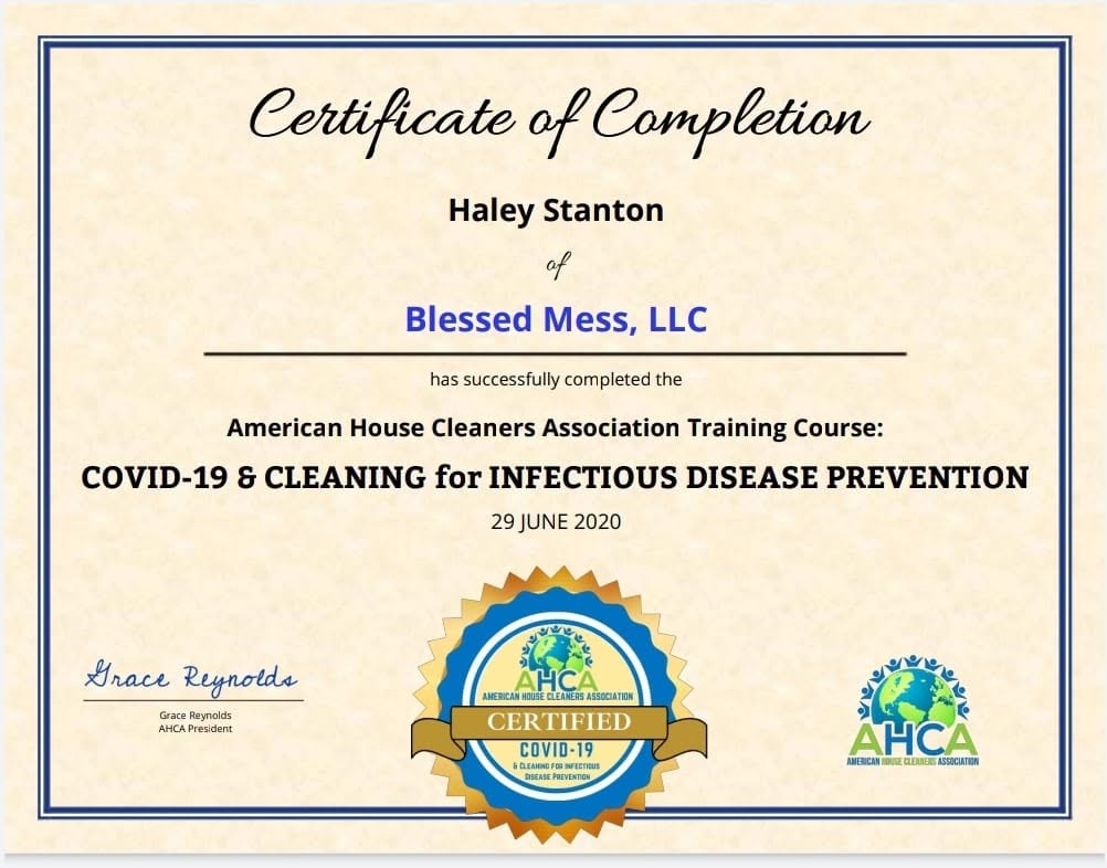 AHCA COVID-19 Certification — Haley Stanton