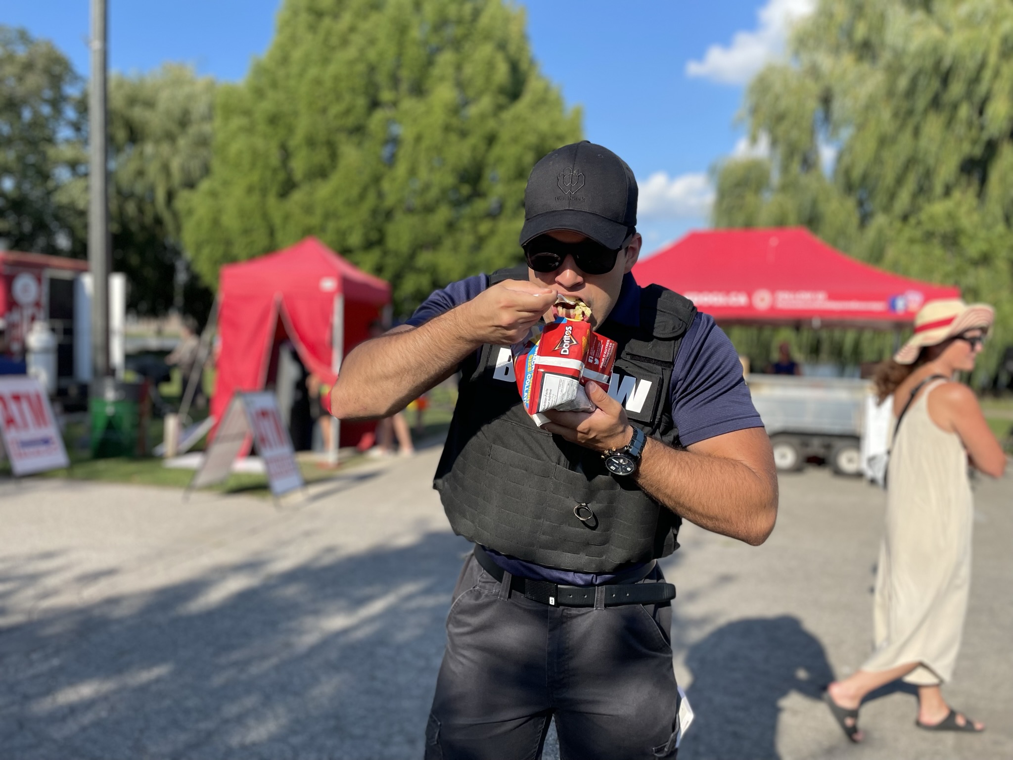 Snacking at the festival near the Hometown tent