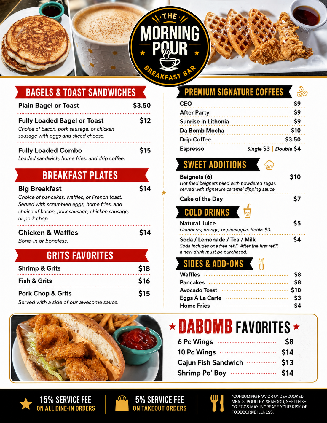The Morning Pour menu