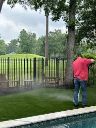 Turf cleaning with pressure washer