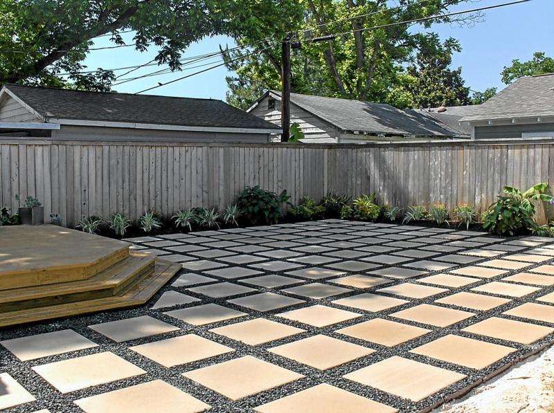 Chess board patio with pavers