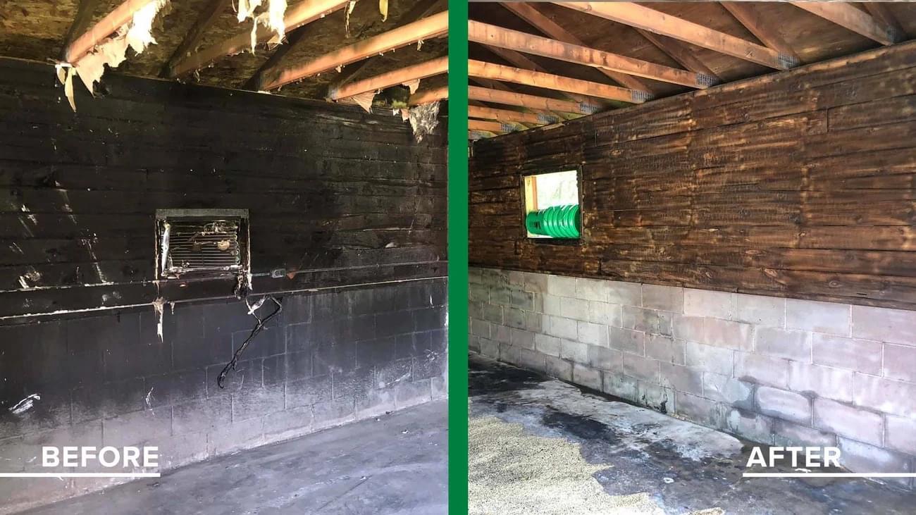 Fire and smoke damage — before and after