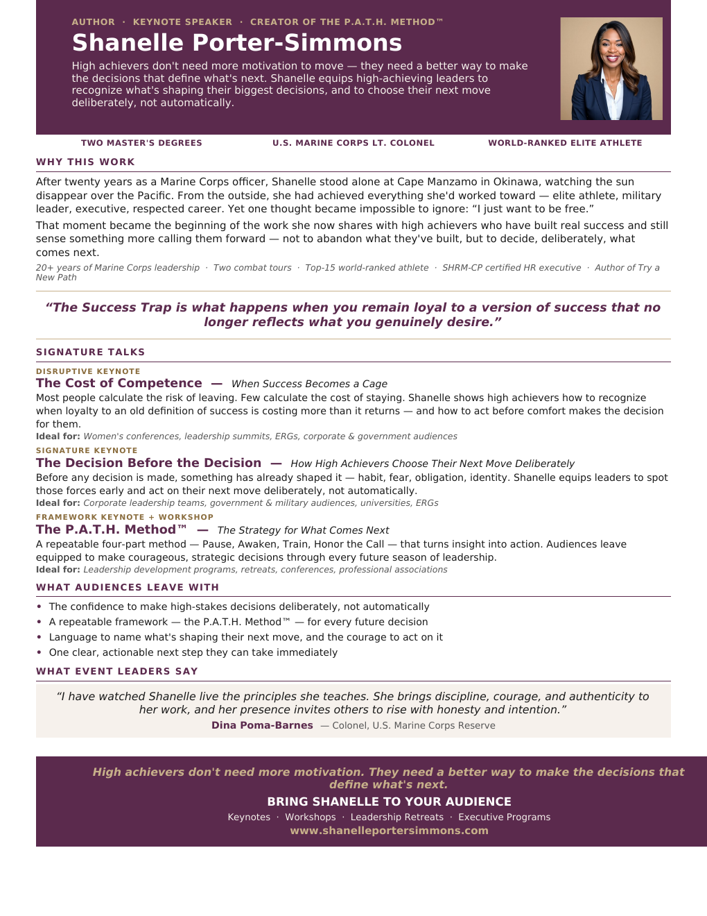 Shanelle Porter-Simmons Speaker One-Pager preview