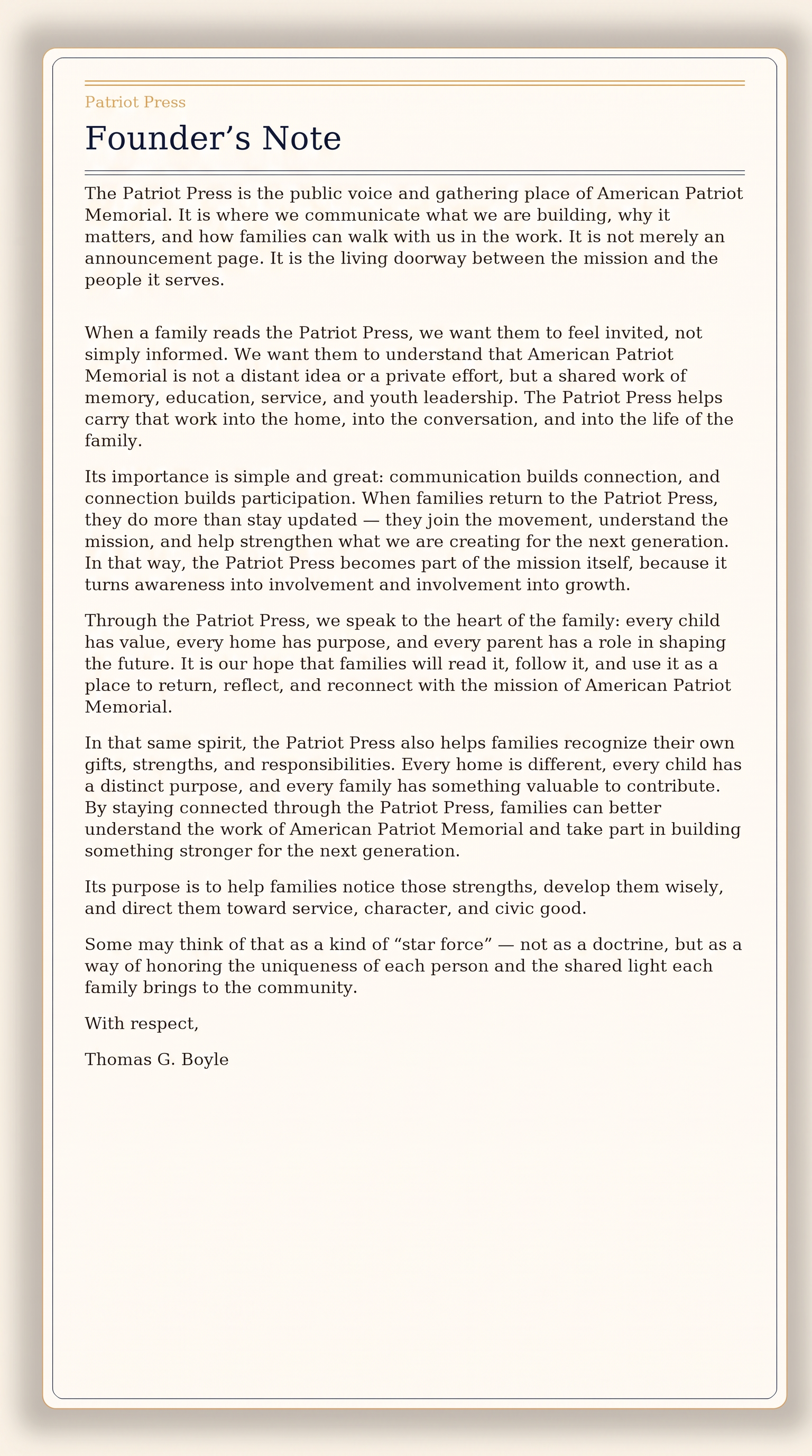 Founder\'s Note