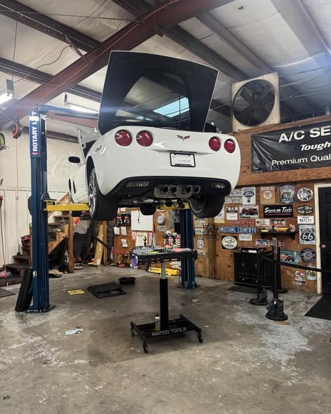 Corvette on lift at BJB Auto