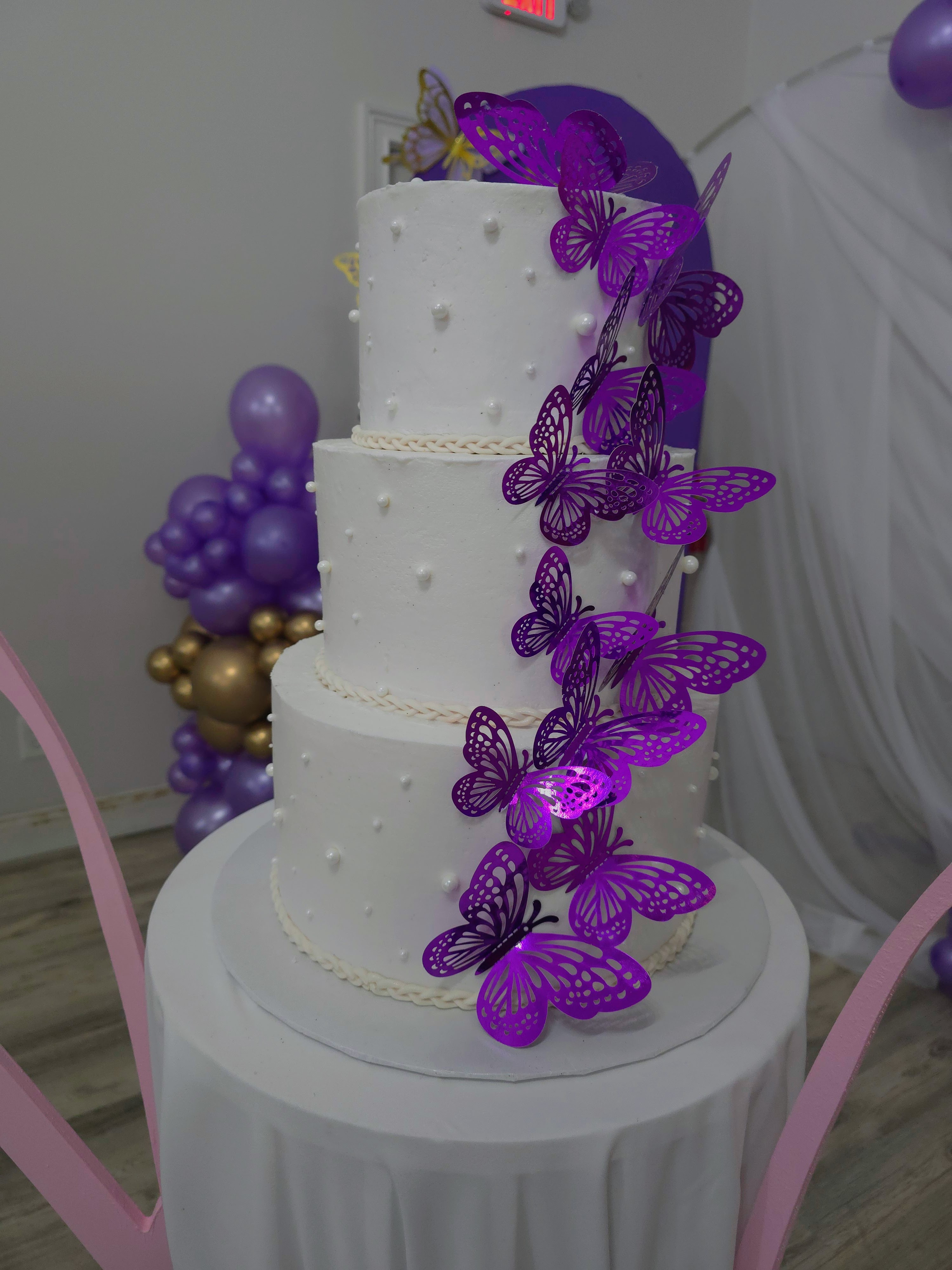 Three tier butterfly cake