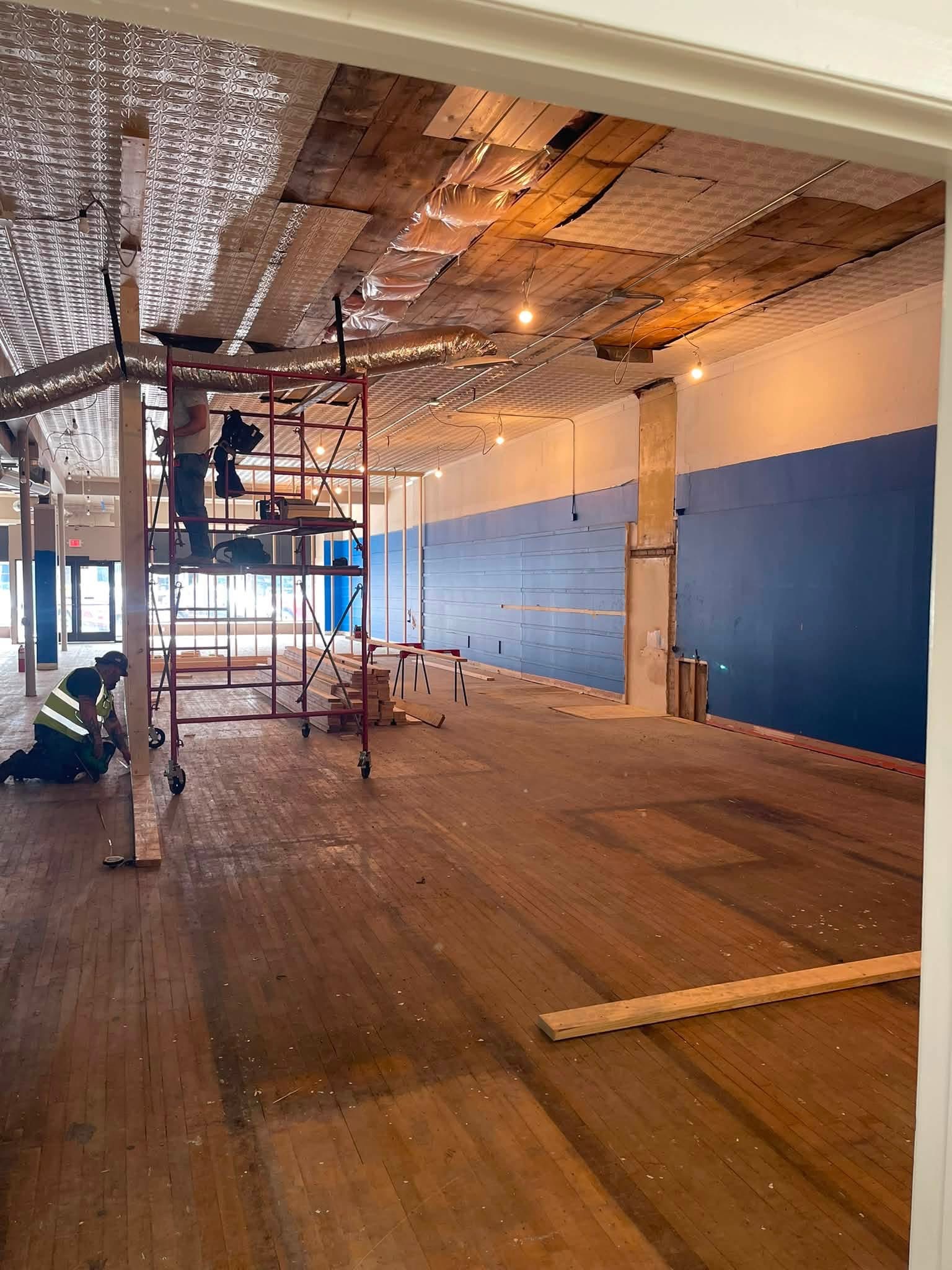 Construction — main floor looking toward front glazing