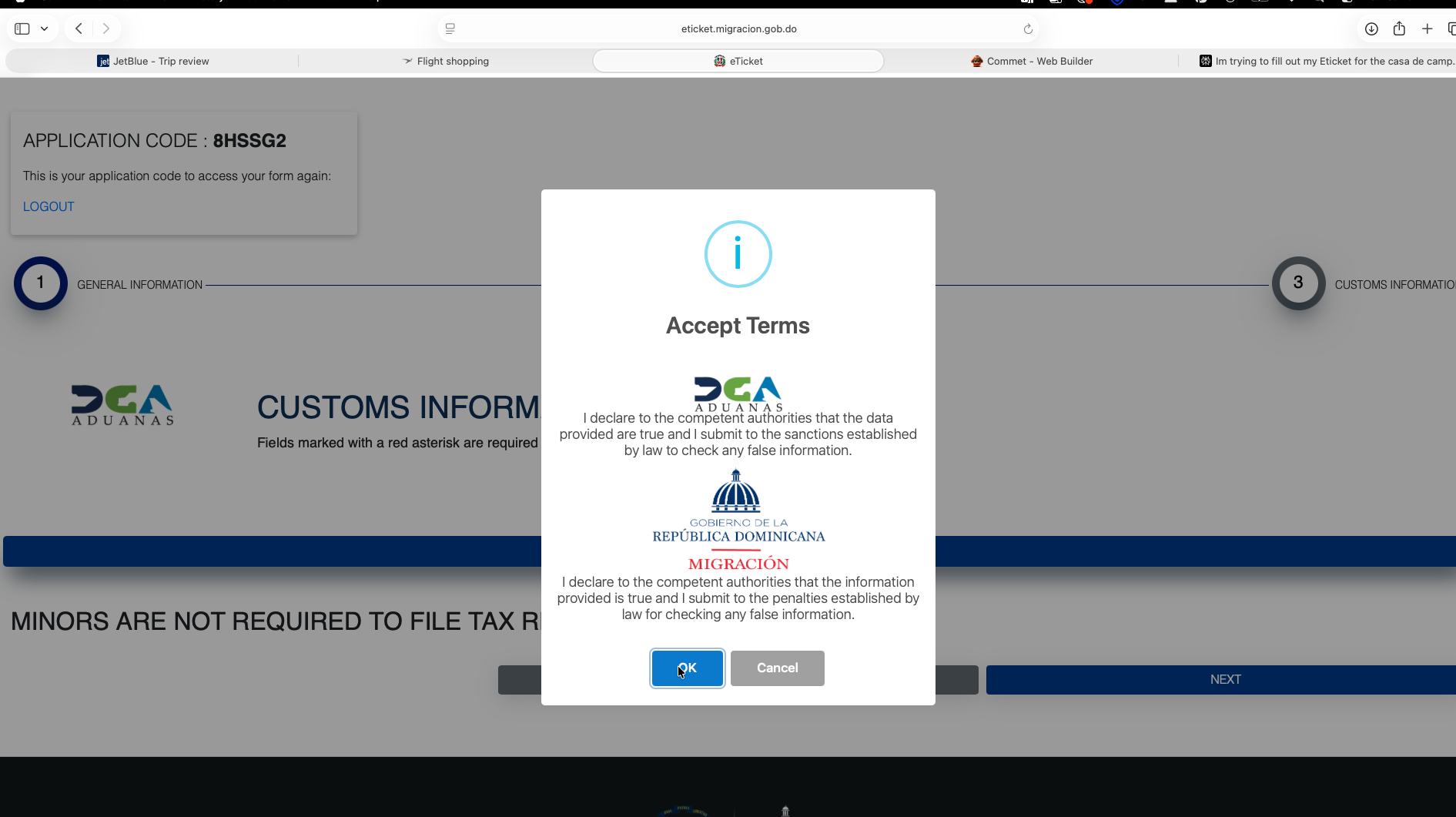 Dominican Republic eTicket - Accept Terms Step 10 - Accept Terms