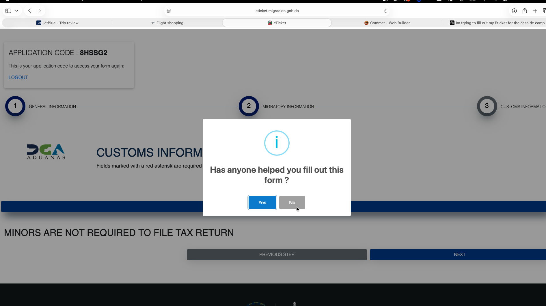 Dominican Republic eTicket - Assistance Confirmation Step 11 - Assistance Confirmation