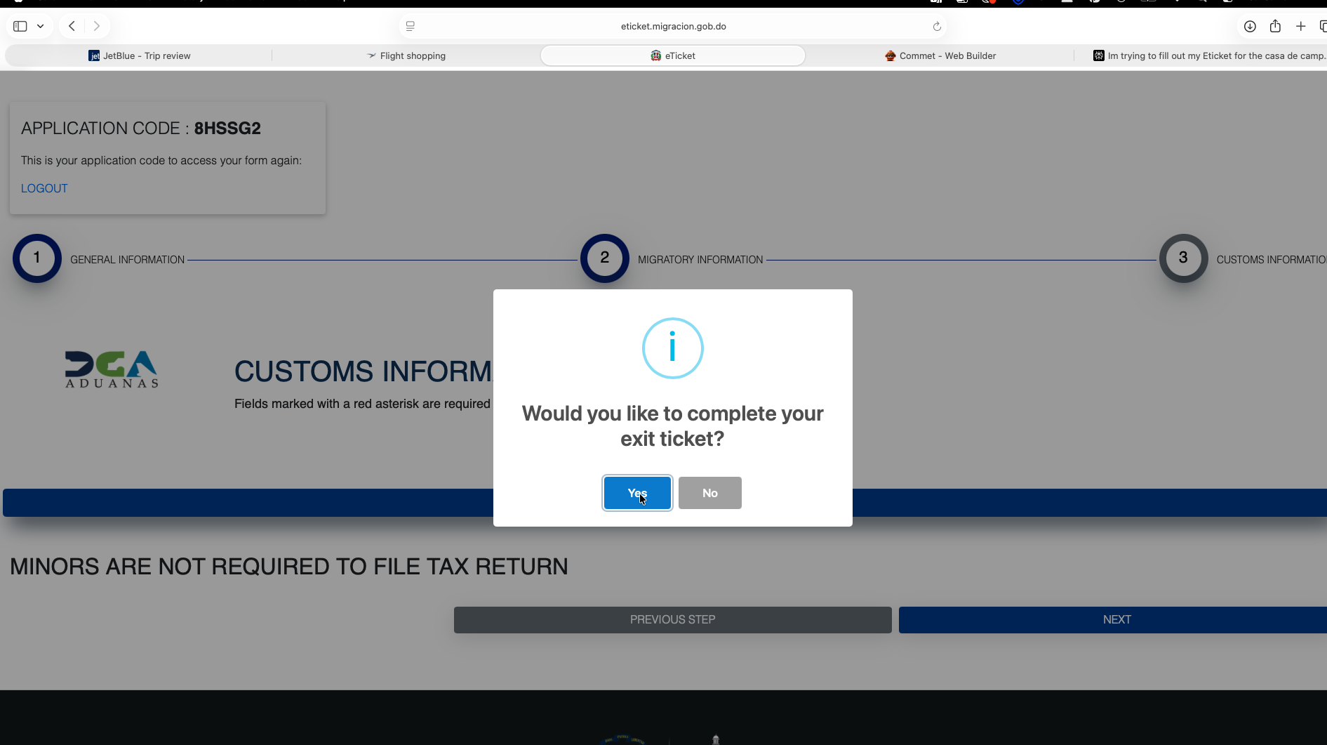 Dominican Republic eTicket - Exit Ticket Option Step 12 - Exit Ticket Option
