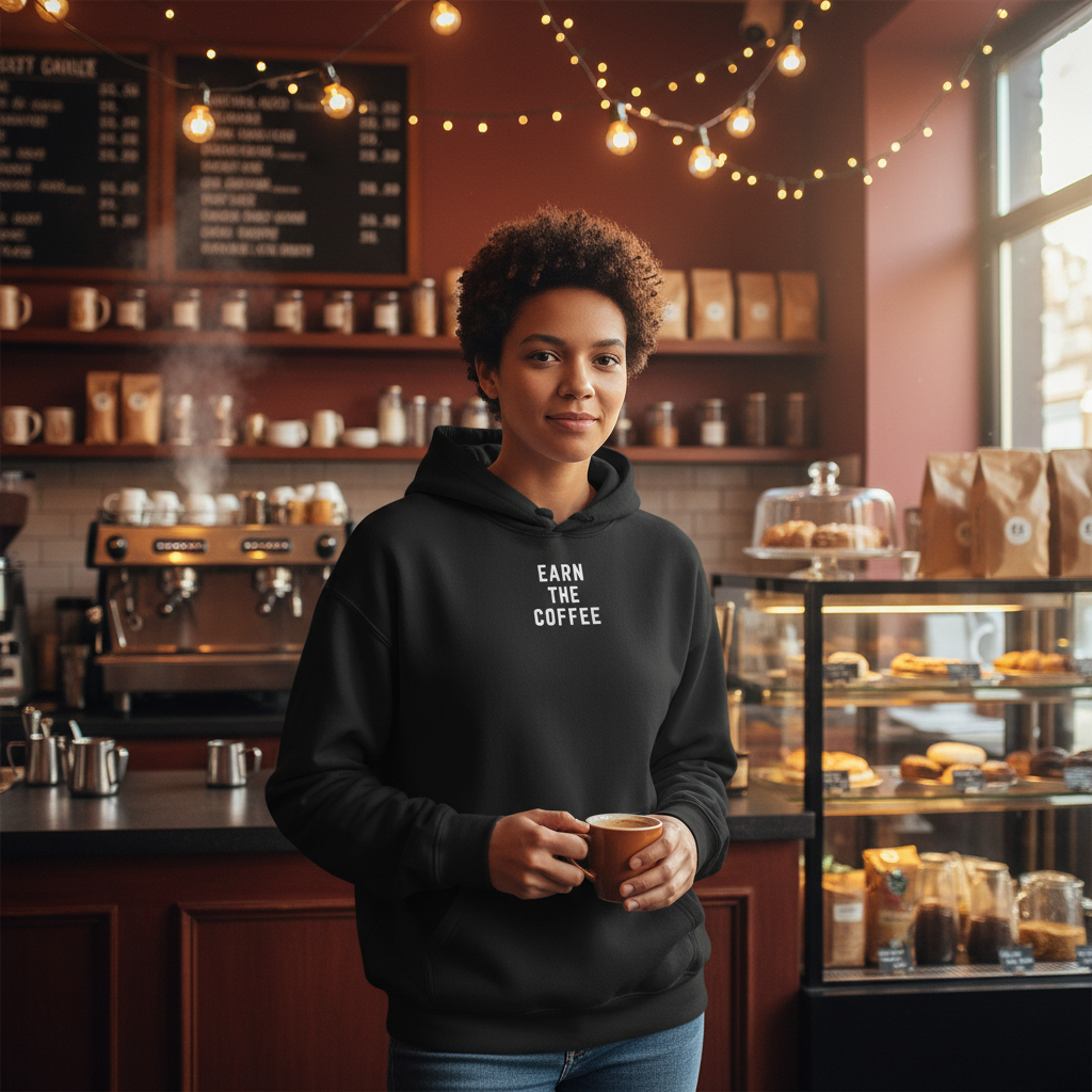 Earn the Coffee black hoodie