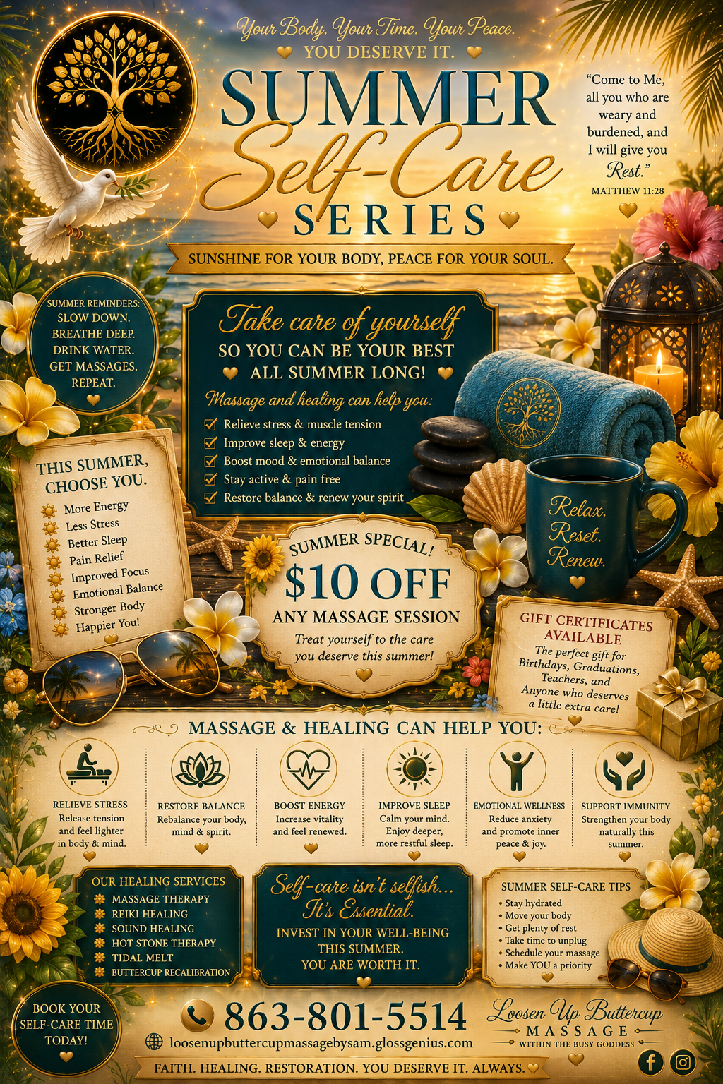 Summer Self-Care Series – $10 Off Any Massage Session