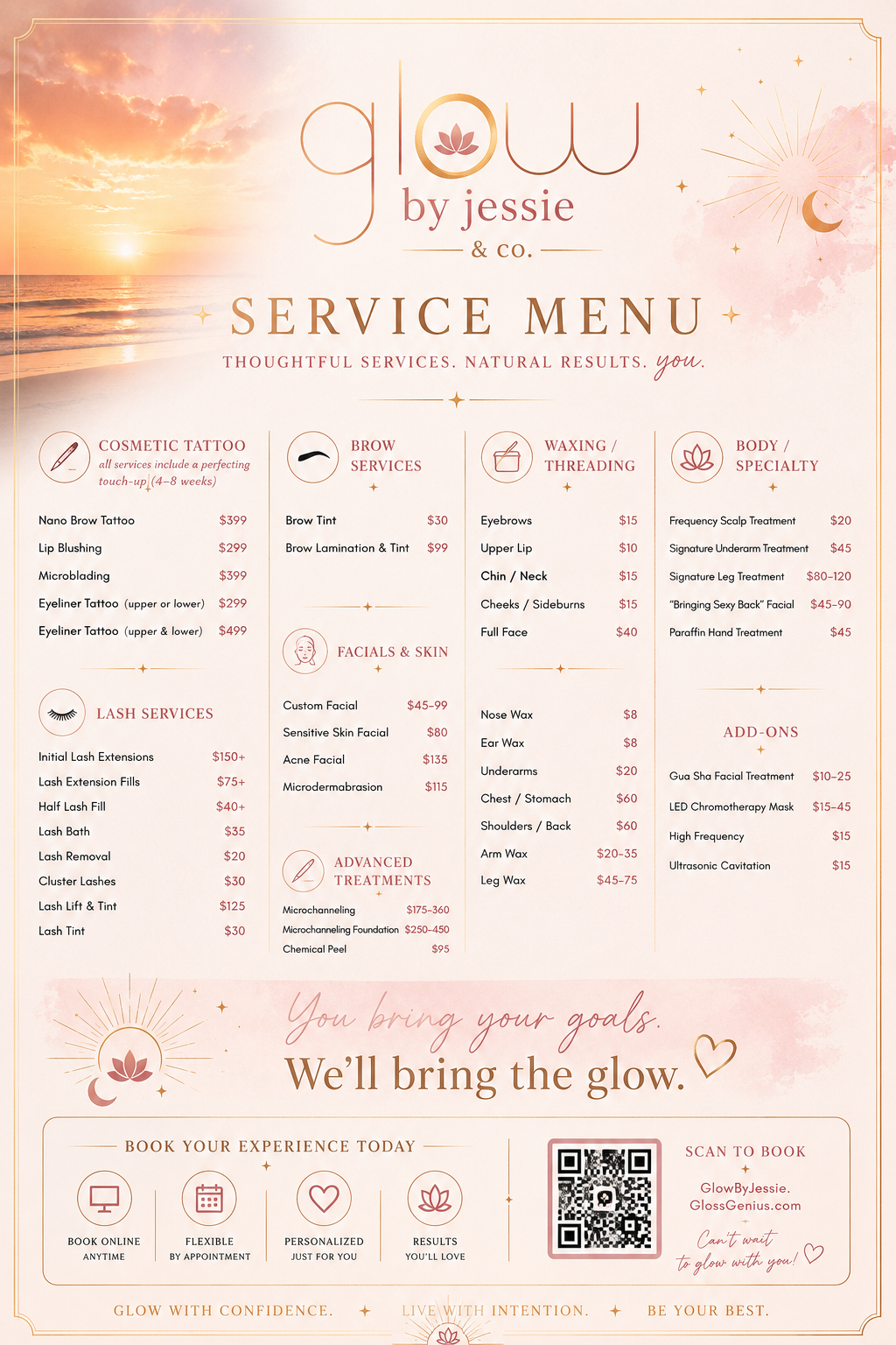 Glow by Jessie & Co. – Full Service Menu