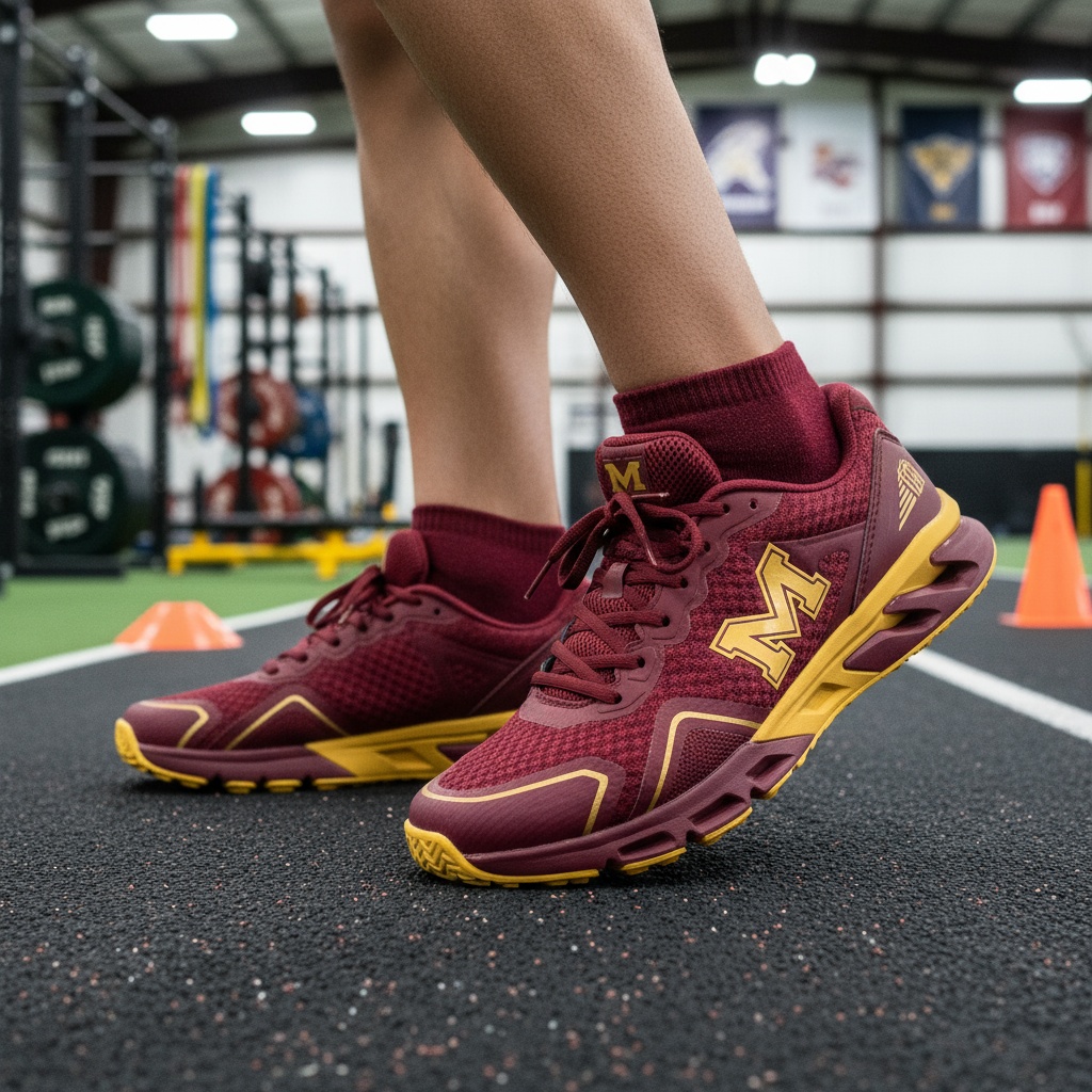 Close-up of professional athletic shoes for youth athlete performance