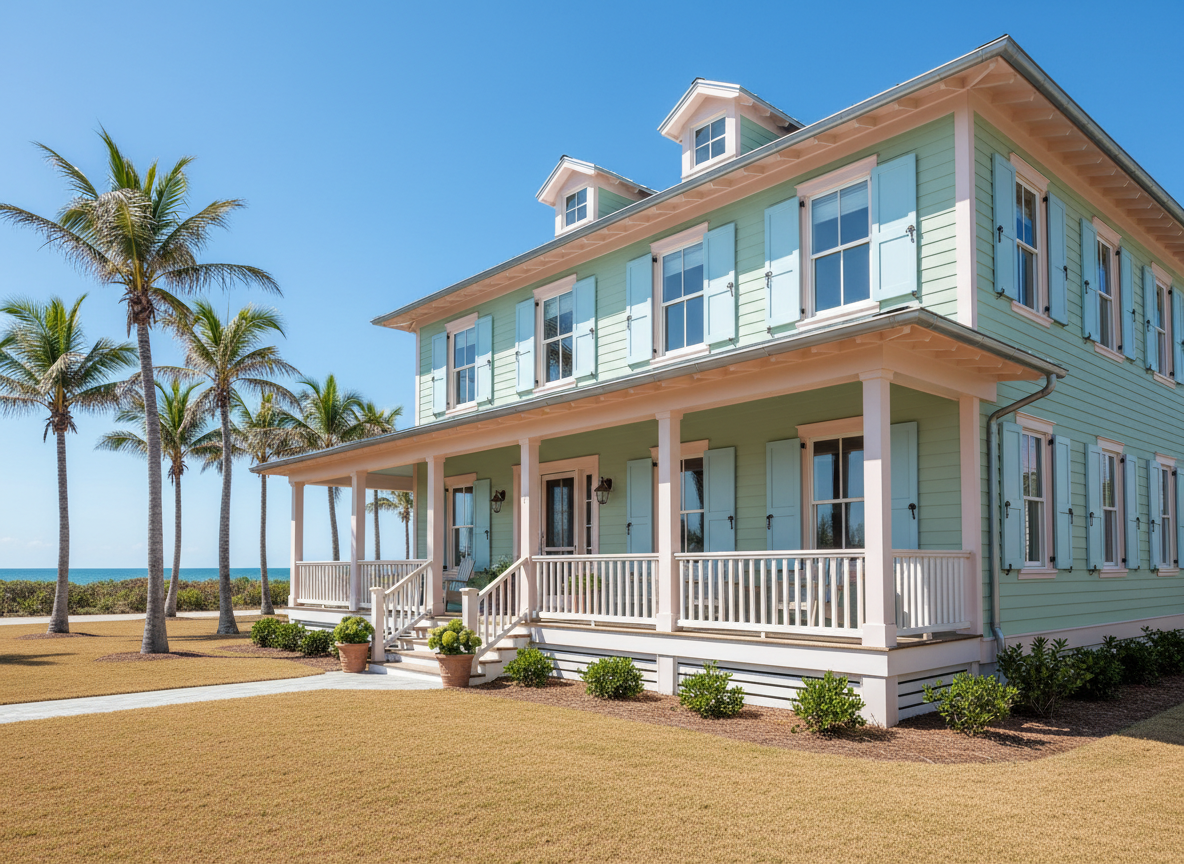 Exterior shutters on a coastal home