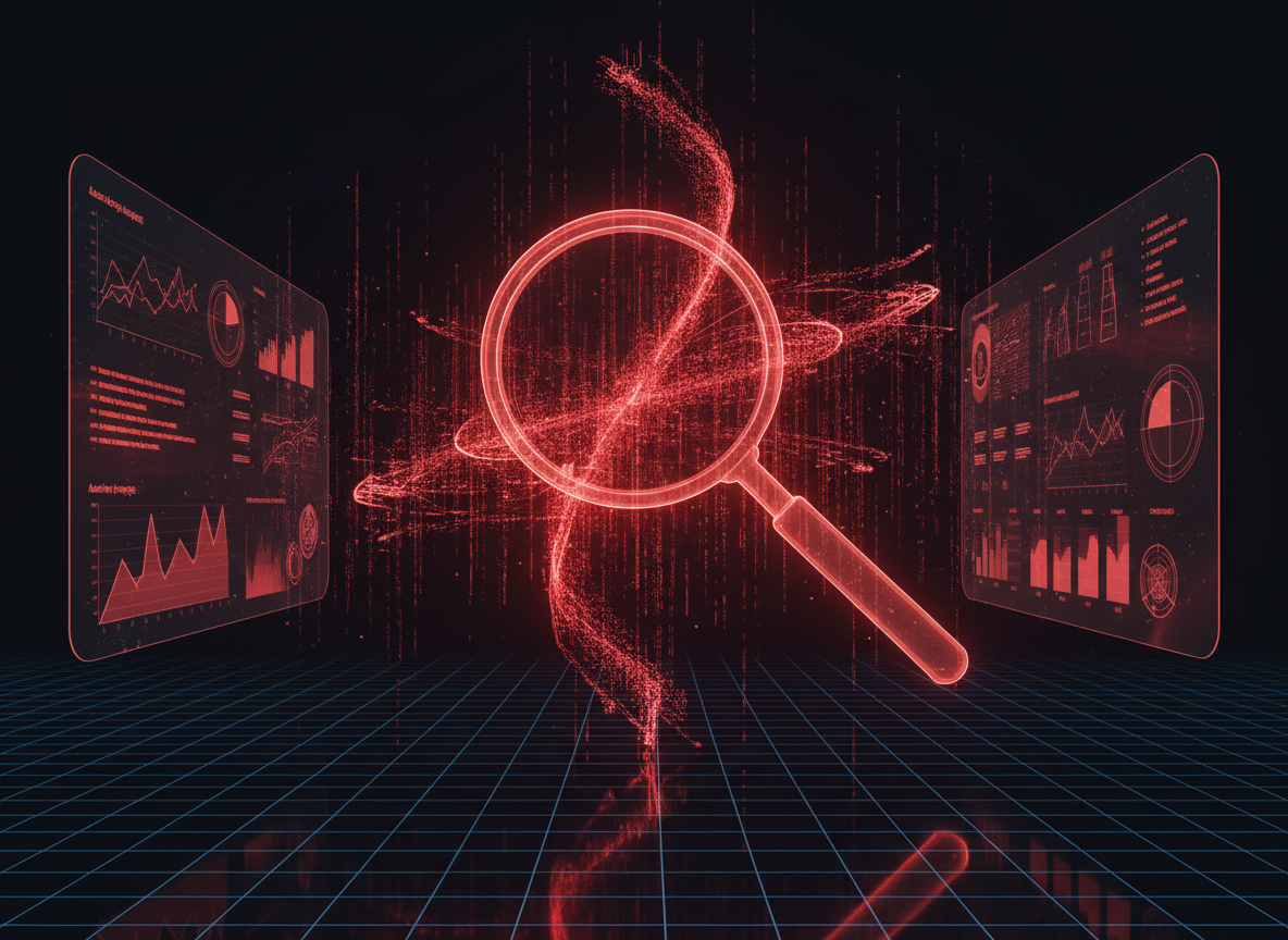 Lupa holográfica escaneando datos de redes sociales — JLV Marketing