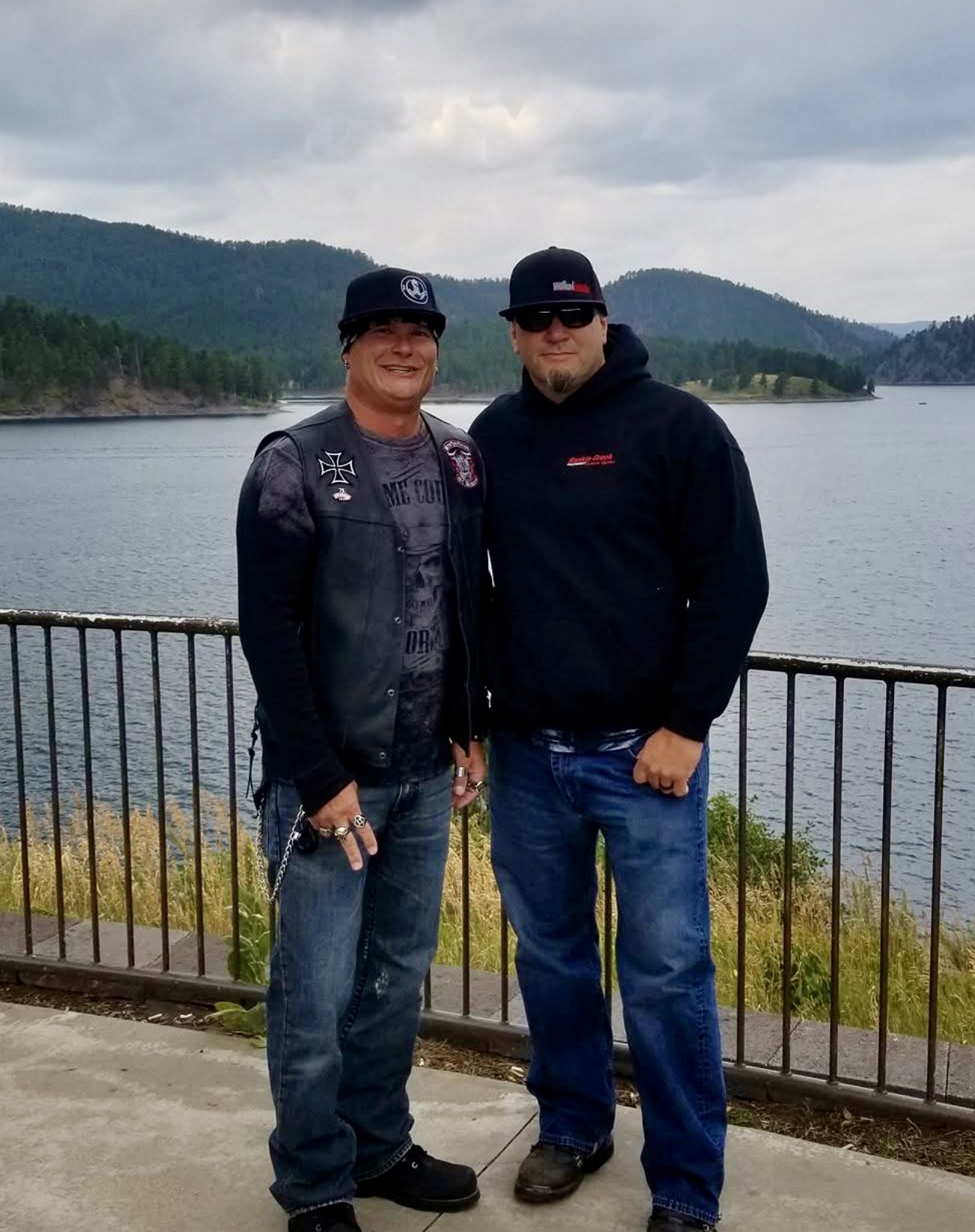 Sturgis week, mountain lake, Scorpius gear. This is exactly what this brand was built for.